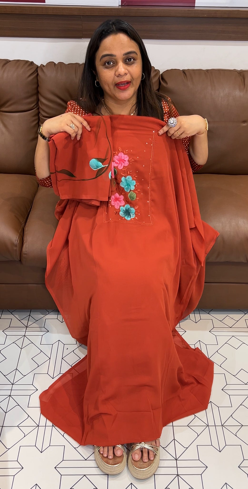 HAND PAINTED UNSTITCHED SALWAR SUITS - IHA 22750
