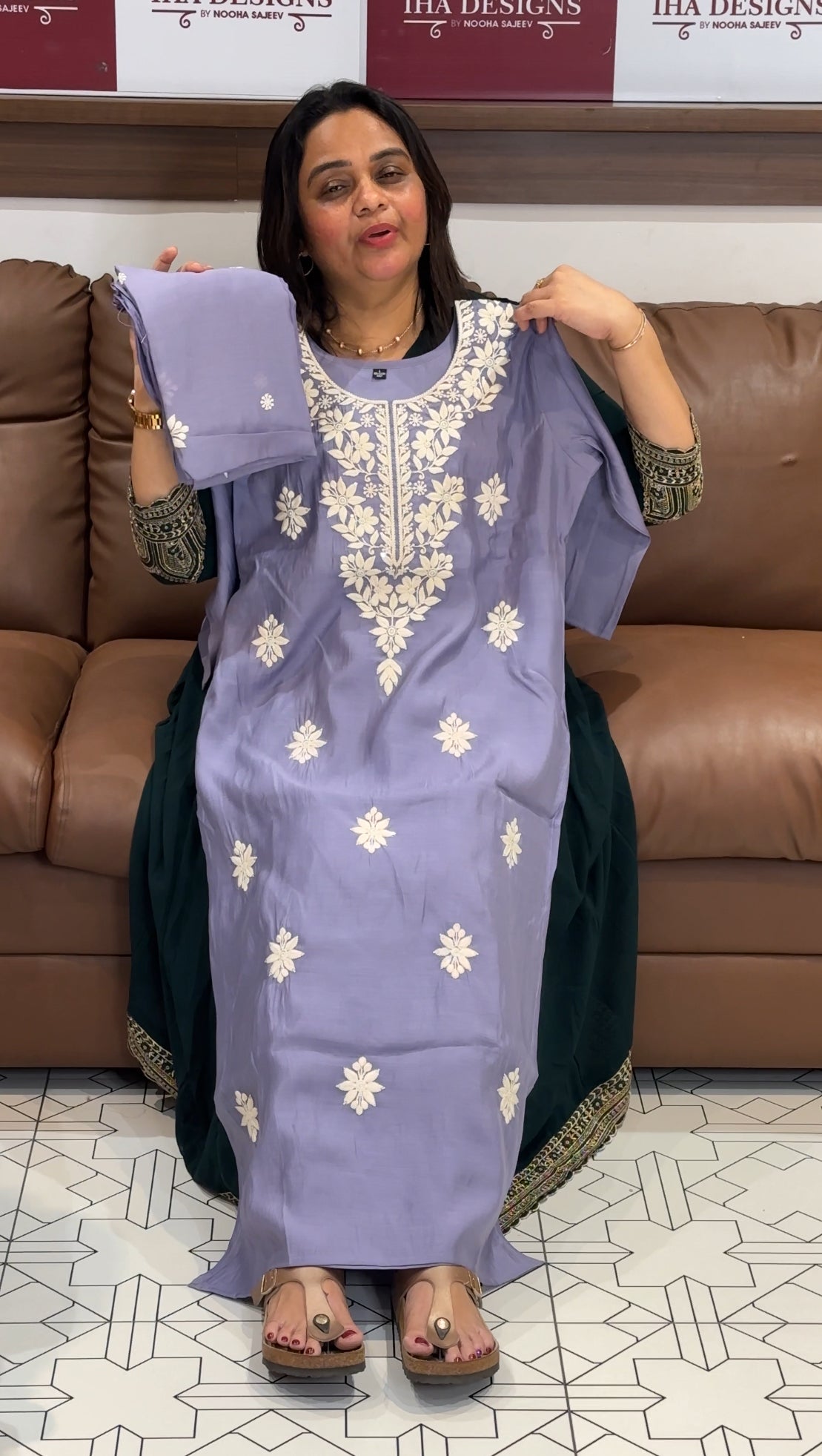 MALAI CHANDERI LONG TOP , BOTTOM AND DUPATTA - IHA 27350