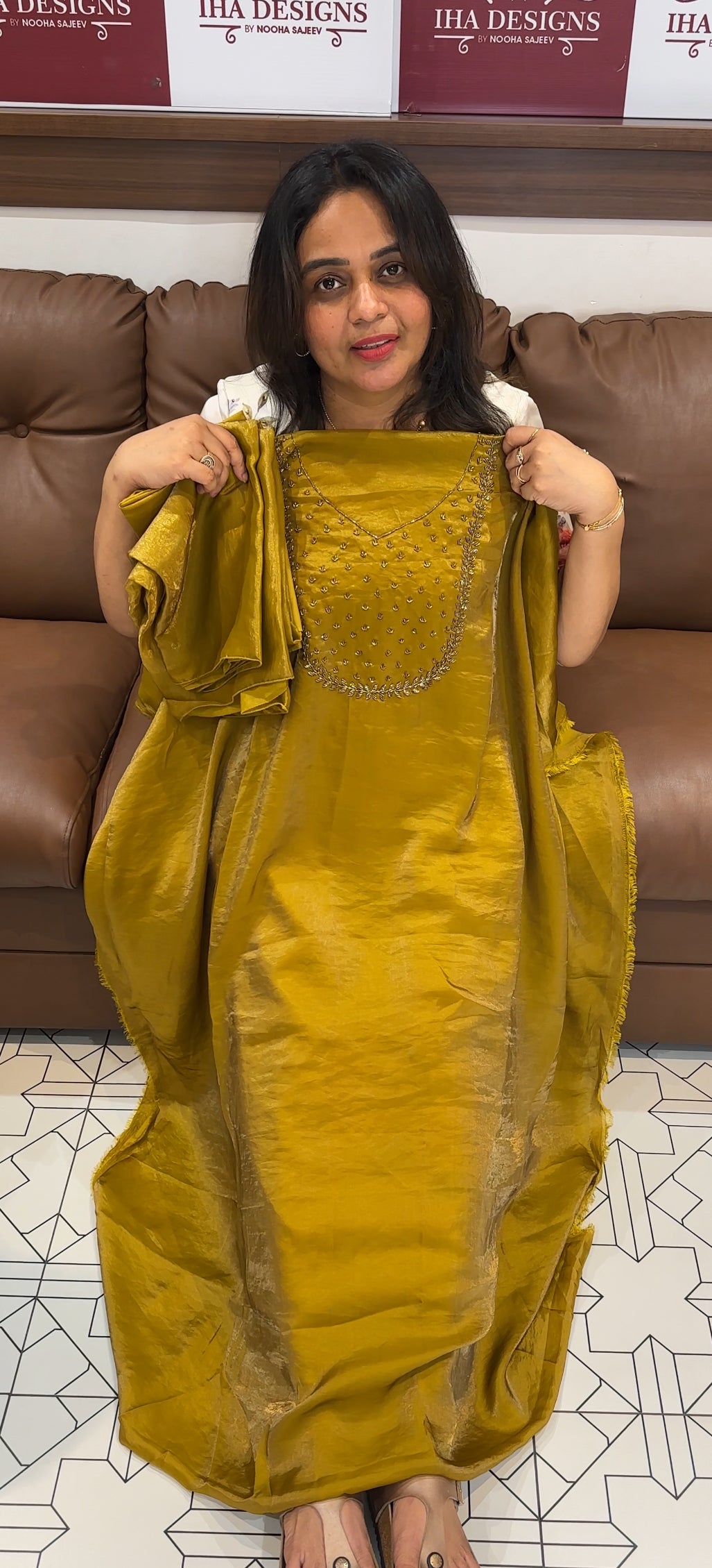 HAND WORKED ORGANZA UNSTITCHED SALWAR SUITS - IHA 26184