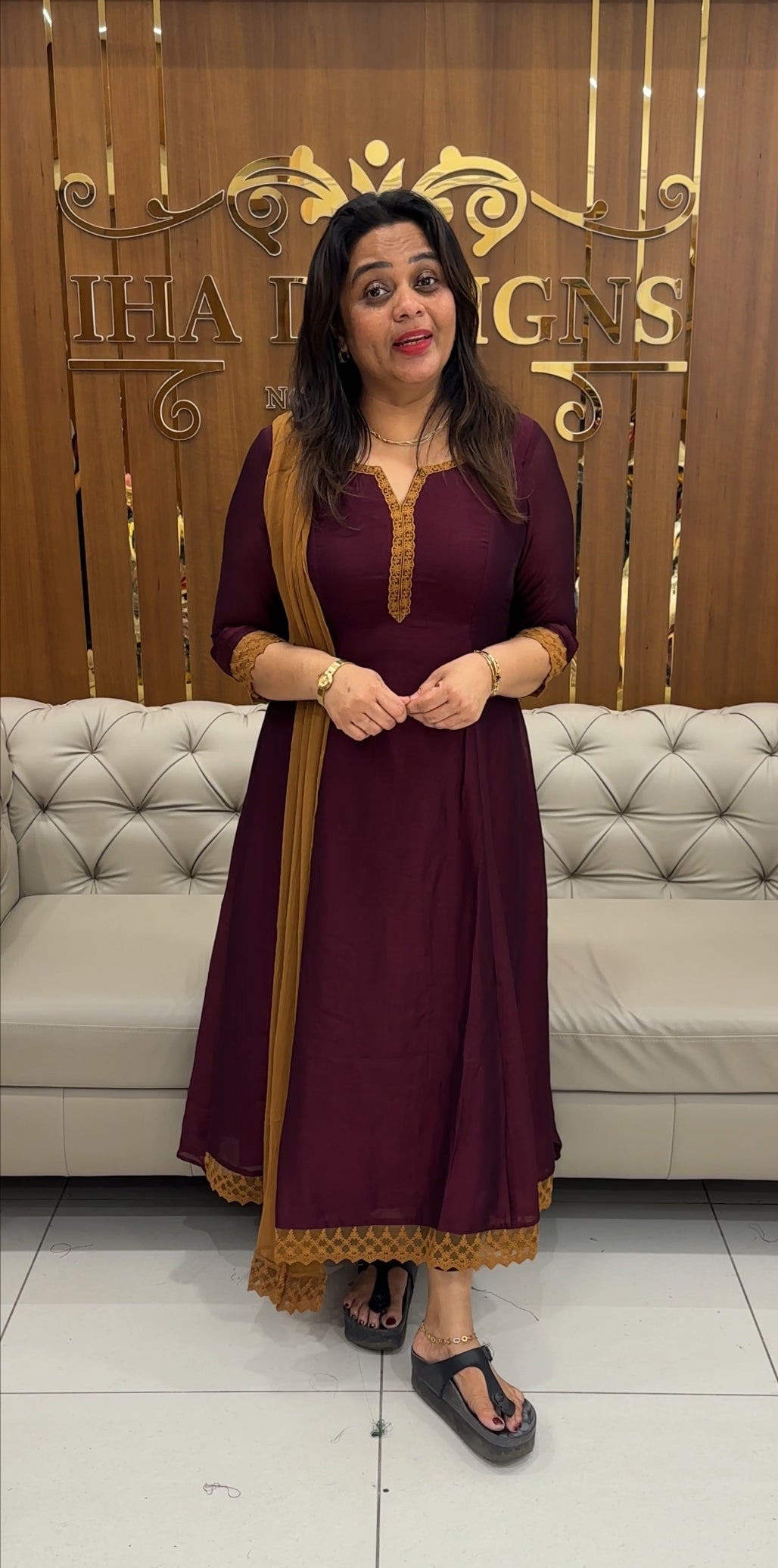 IHA'S IN-HOUSE SEMI RAW SILK ALINE TOP ONLY - IHA 25717