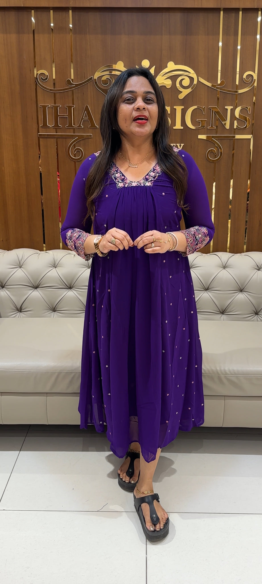 FAUX GEORGETTE ALINE TOPS - IHA 24526