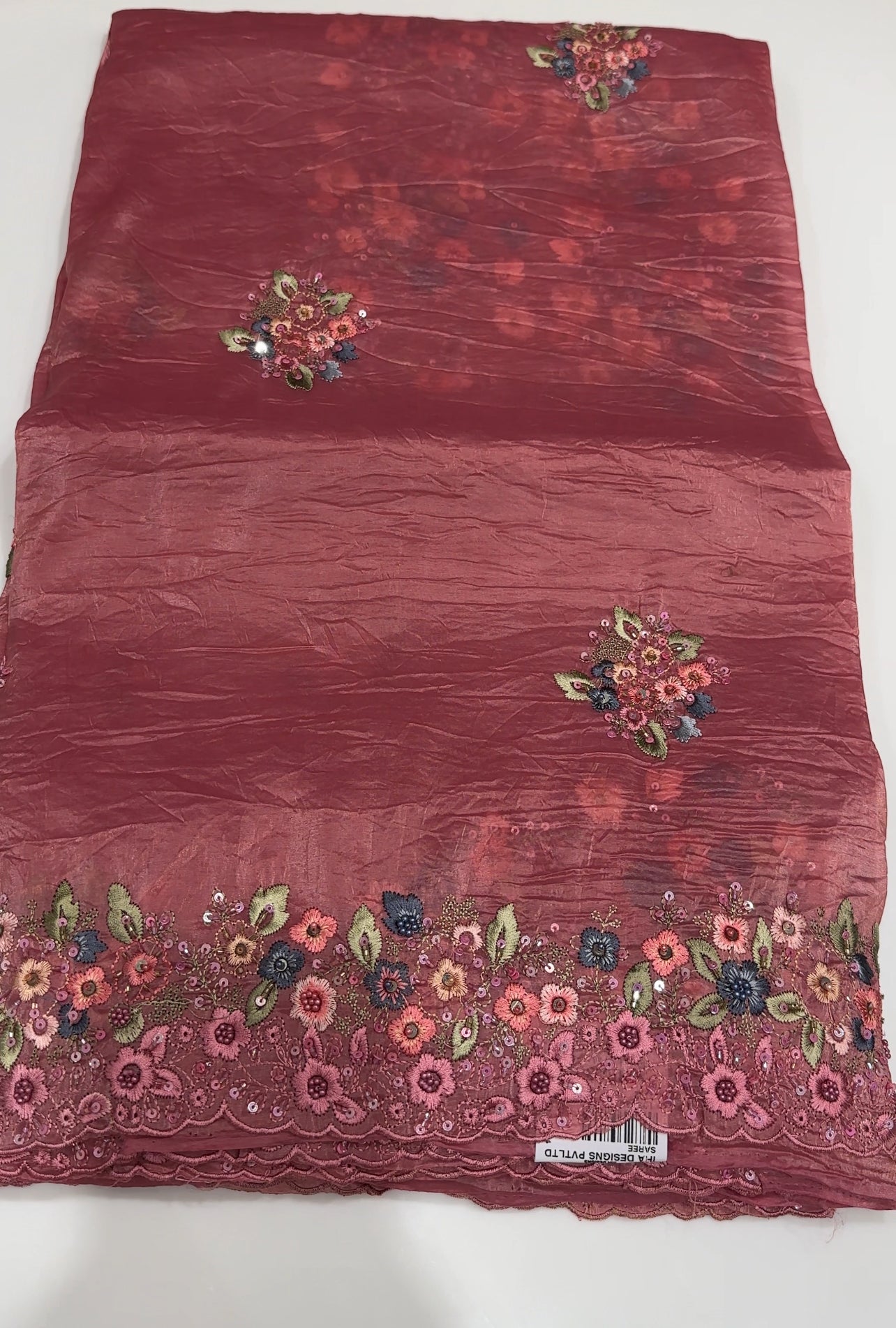 VELVET ORGANZA SAREES - IHA 24940