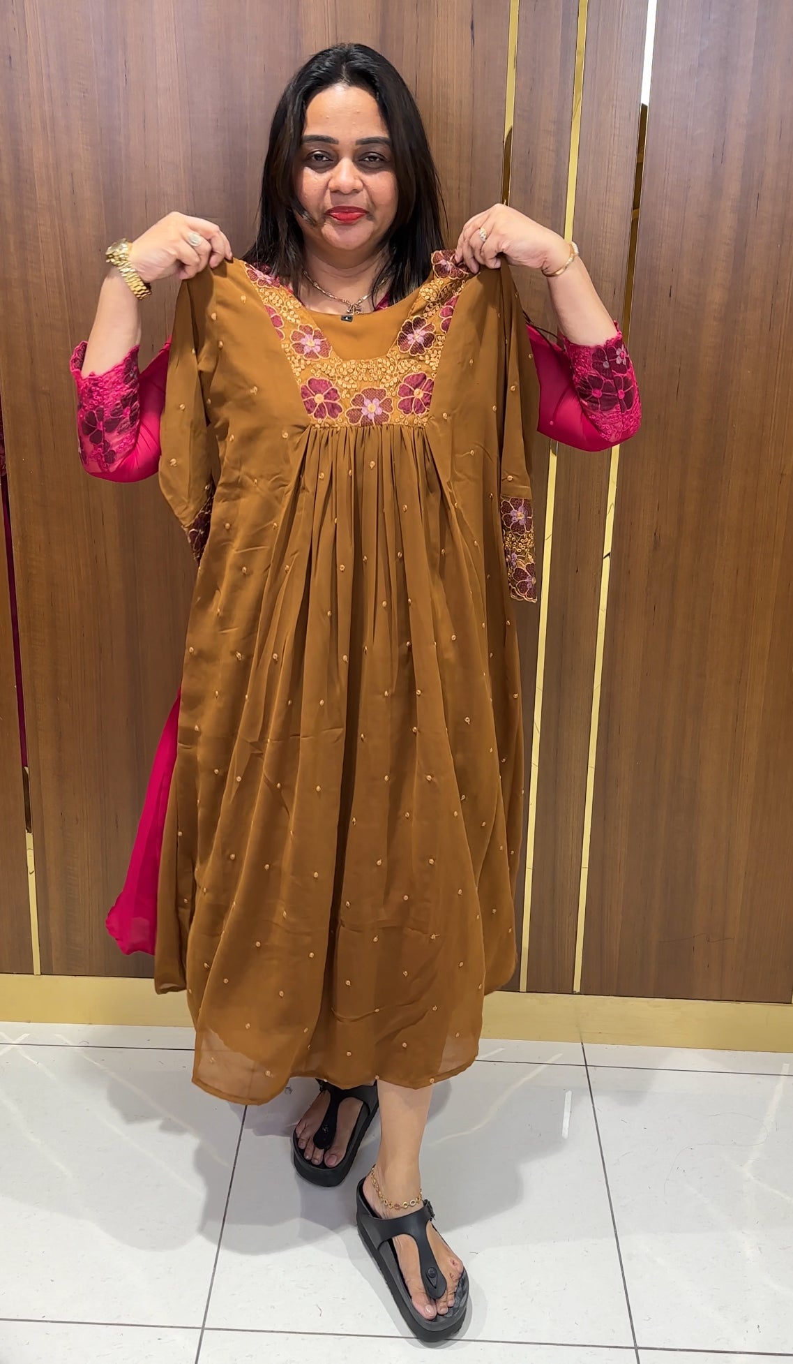 FAUX GEORGETTE LONG ALINE TOPS - IHA 22855