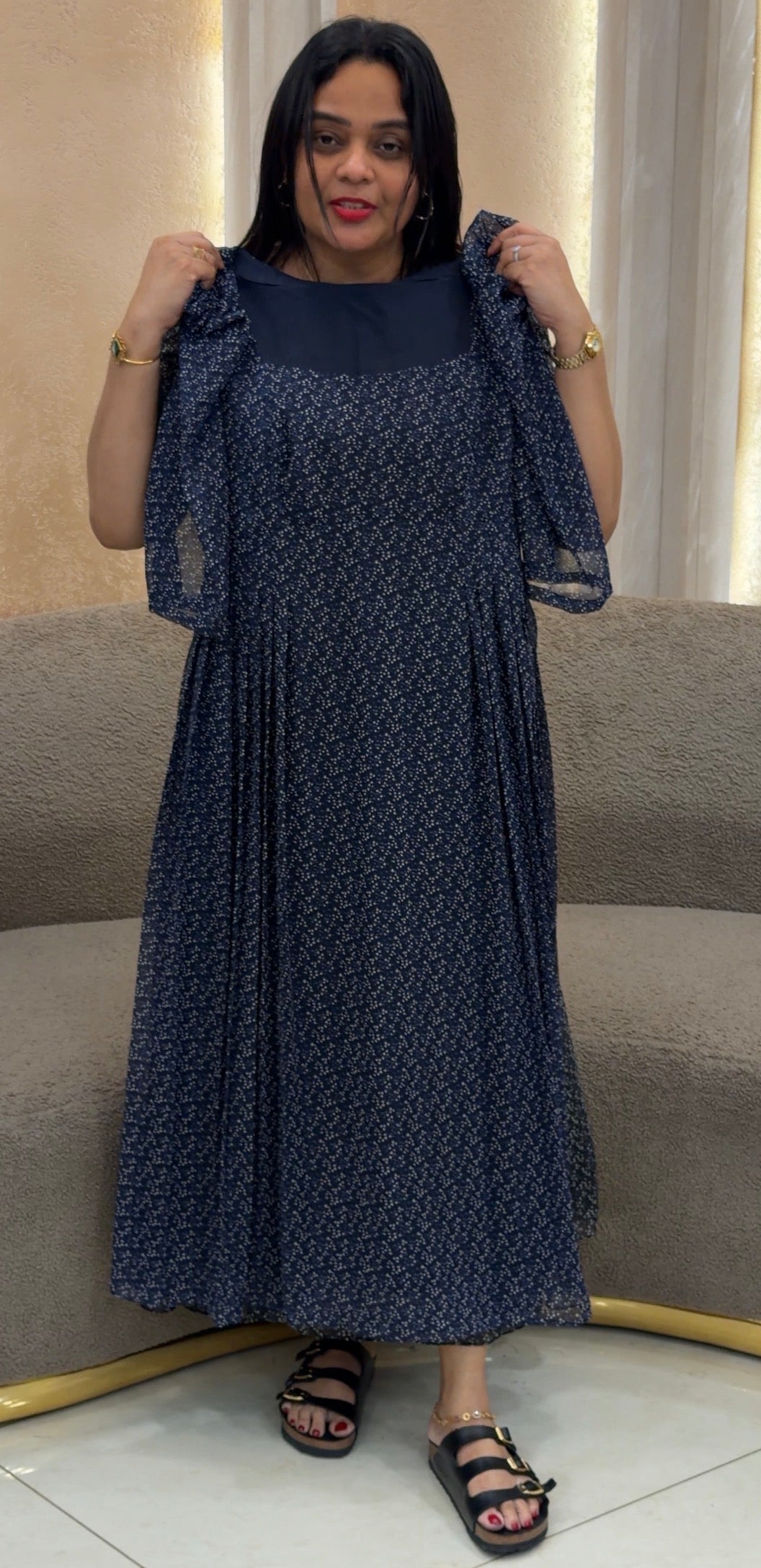 IHA'S IN-HOUSE PRINTED GEORGETTE FROCKS - IHA 34363