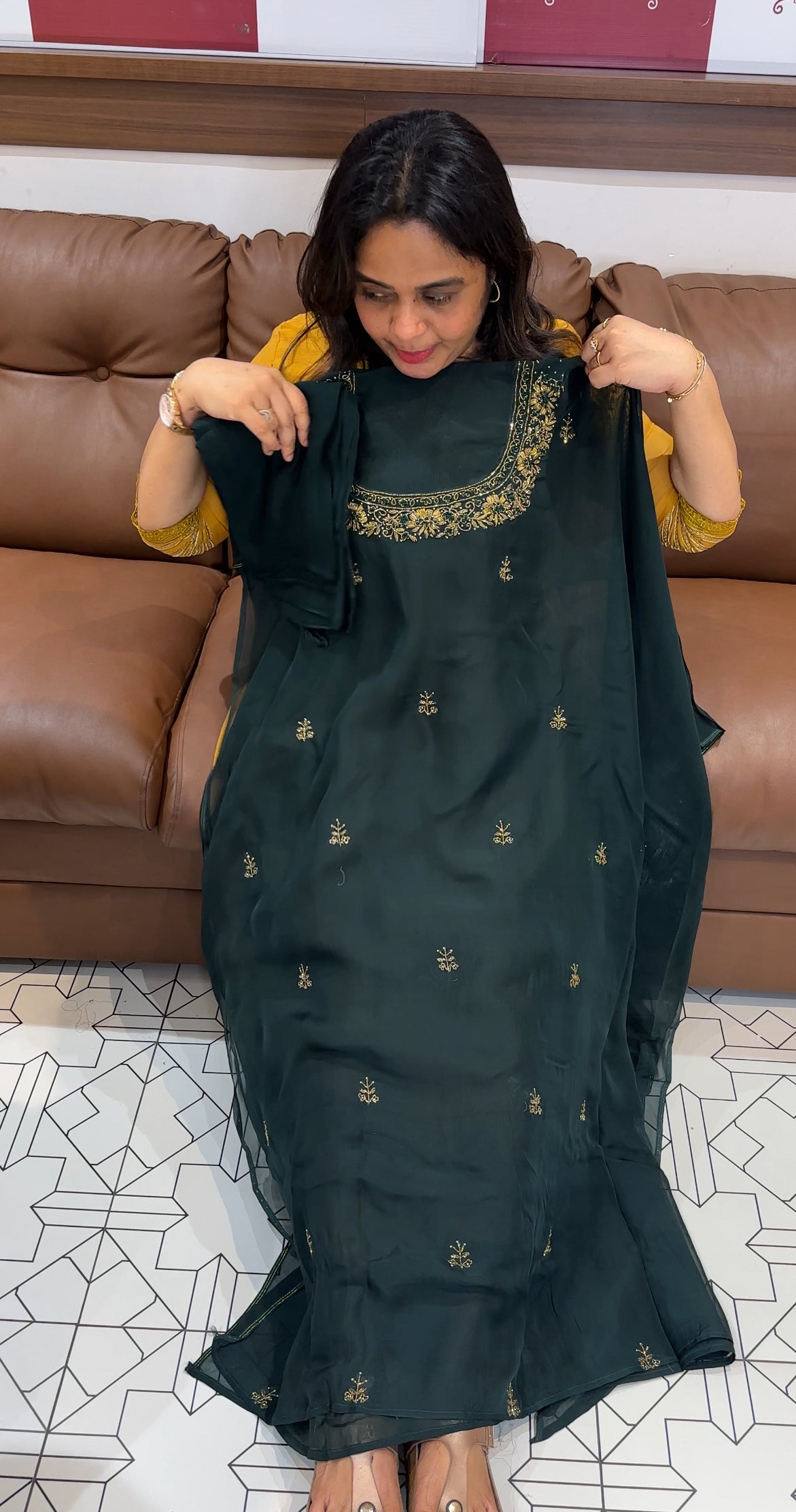 HANDWORKED ORGANZA UNSTITCHED SALWAR SUITS - IHA 26664