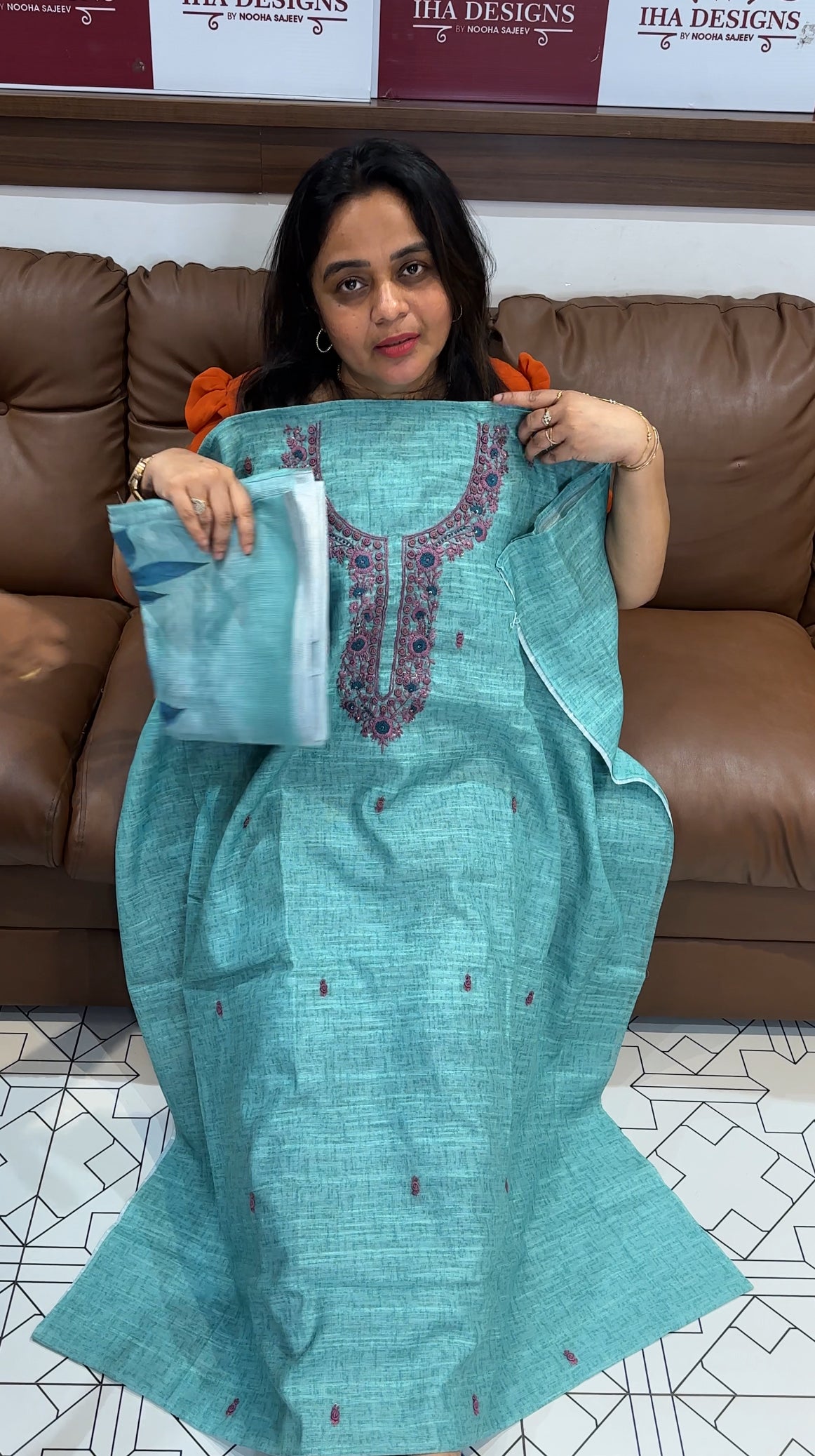 COTTON LINEN UNSTITCHED SALWAR SUITS - IHA 26459