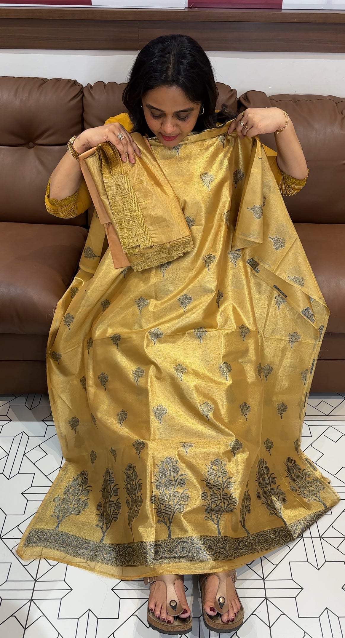 TISSUE BANARASI UNSTITCHED SALWAR SUITS - IHA 26830