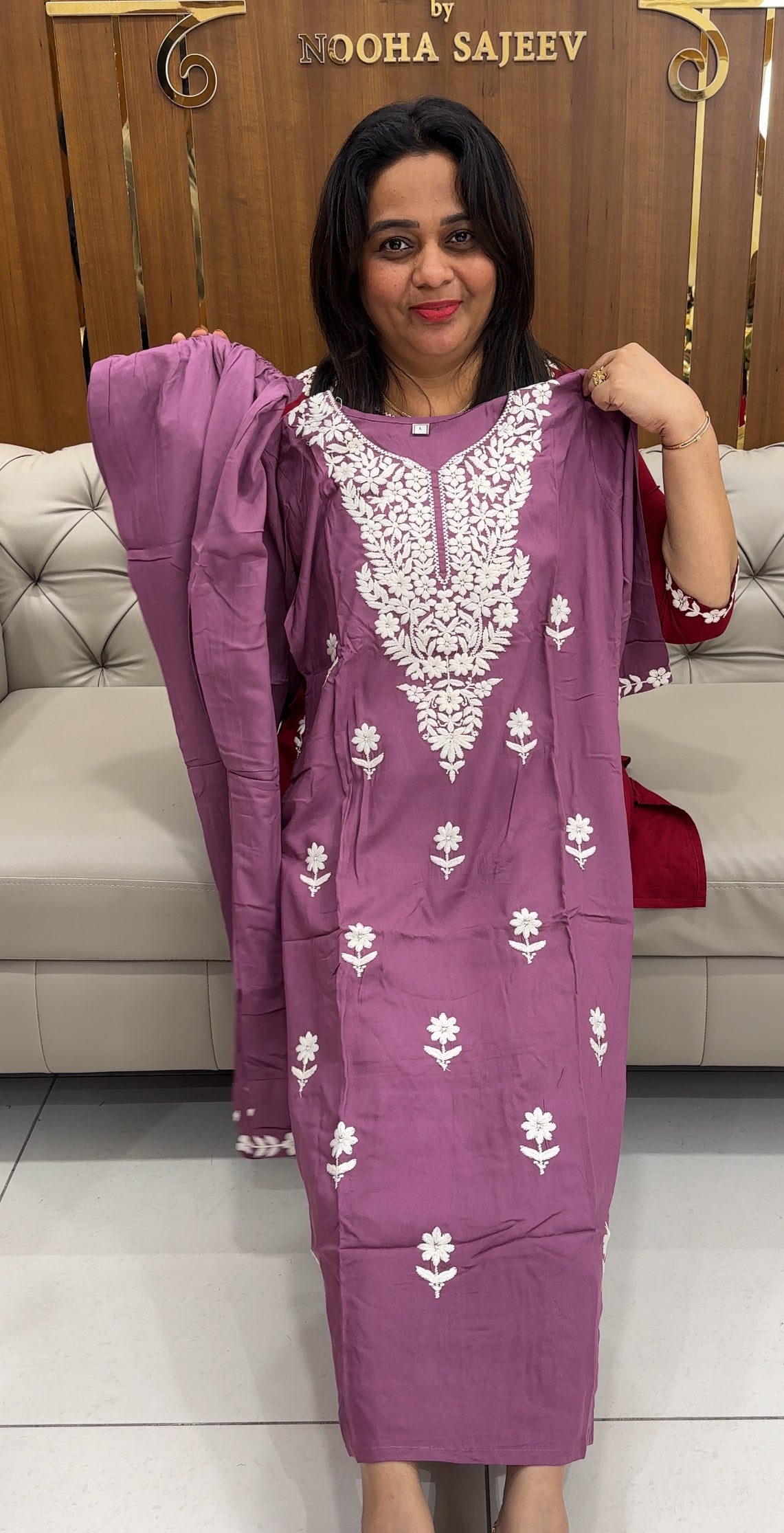 LUCKNOWI CHIKANKARI TOP AND BOTTOM - IHA 25676