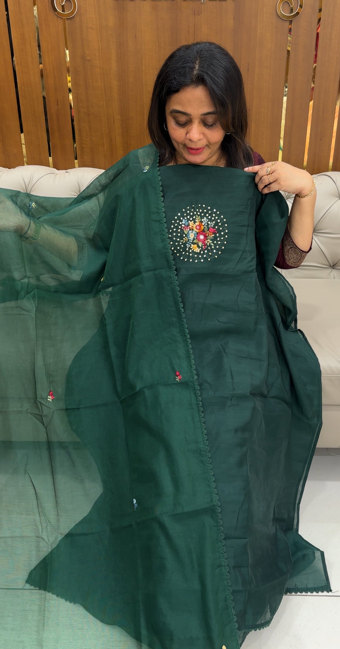MALAI CHANDERI UNSTITCHED SALWAR SUITS - IHA 26793