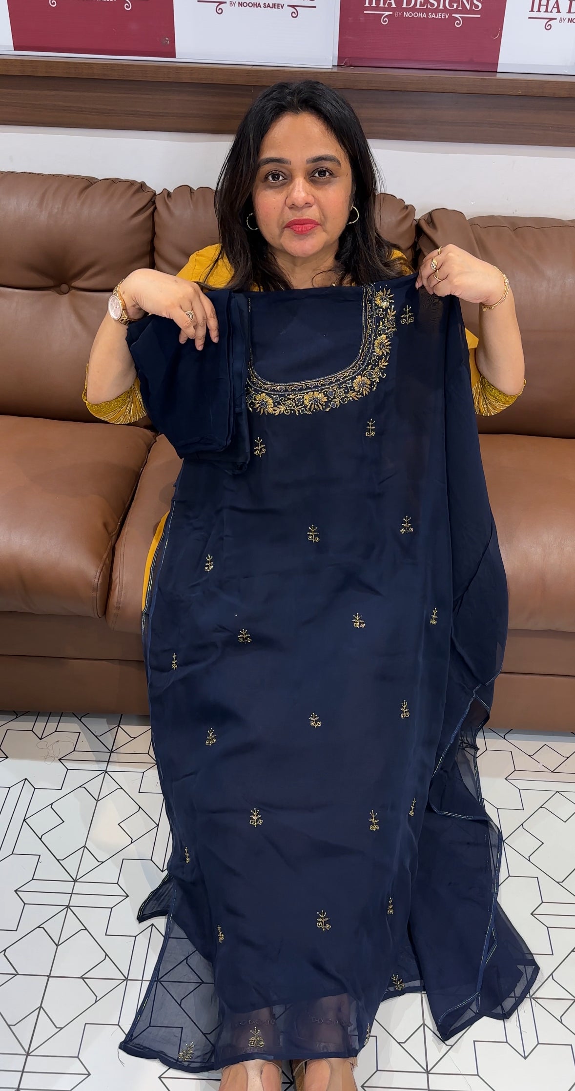 HANDWORKED ORGANZA UNSTITCHED SALWAR SUITS - IHA 26664