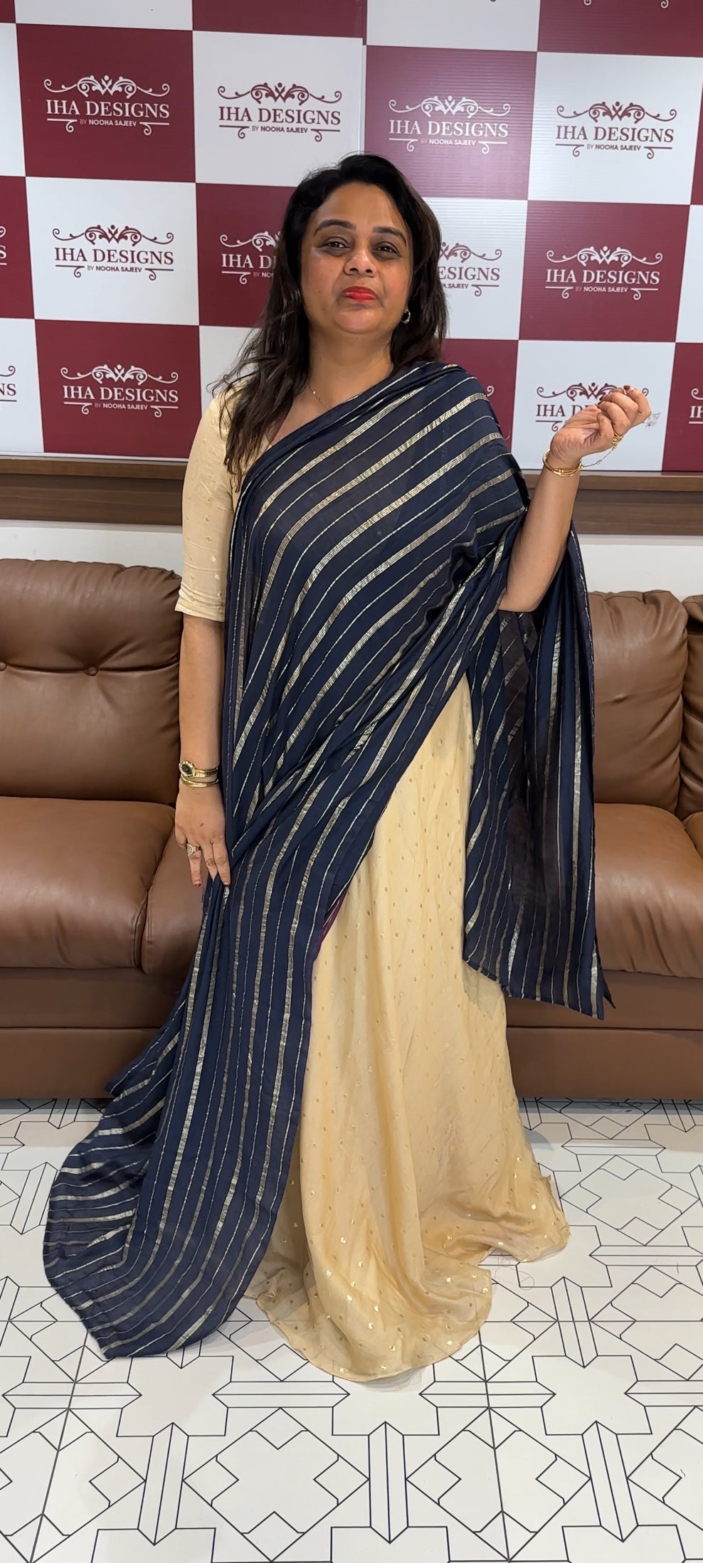 IHA'S IN-HOUSE SEMI RAW SILK UNSTITCHED DHAVANI SETS - IHA 24800