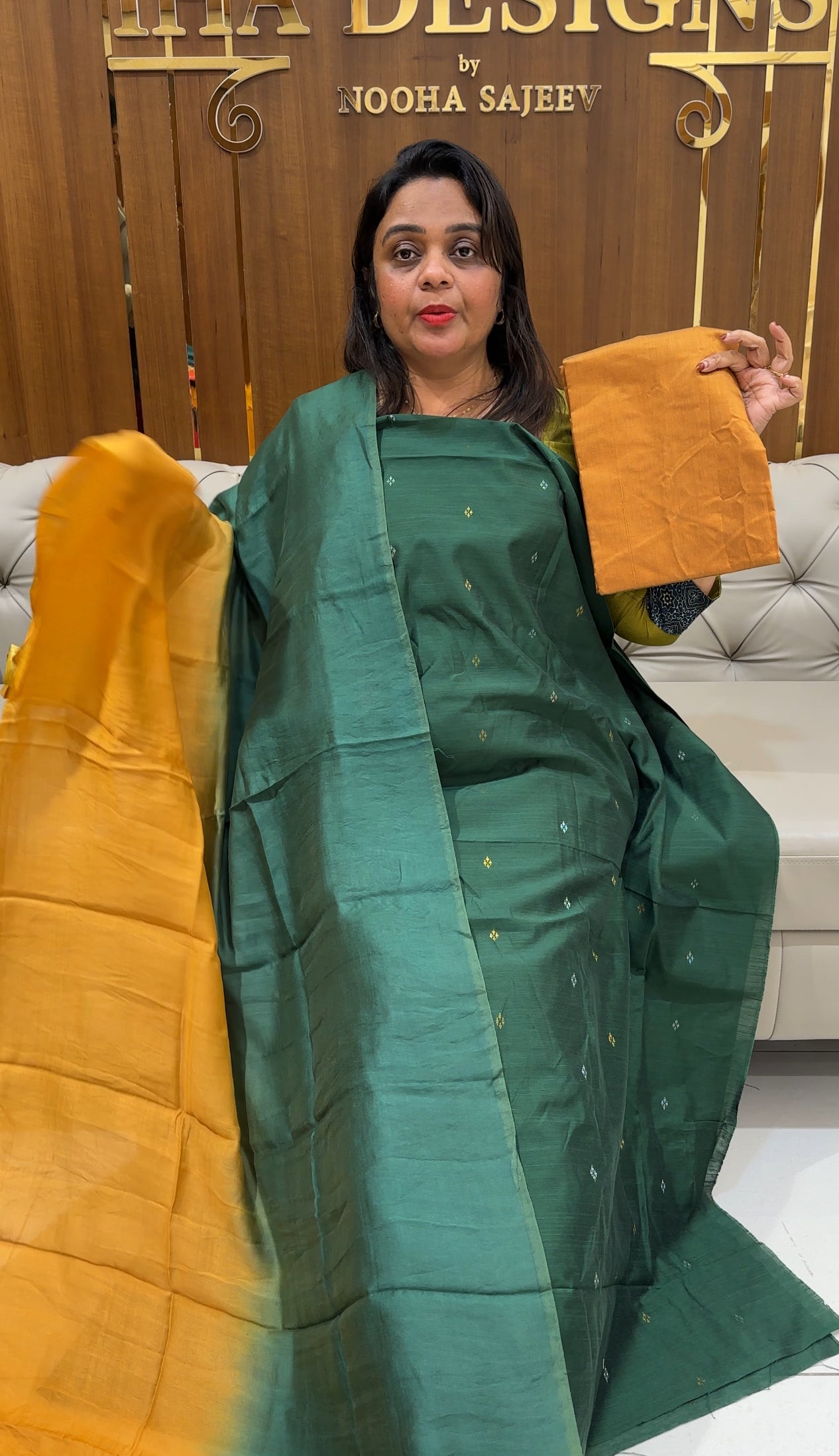 SLUB SILK UNSTITCHED SALWAR SUITS - IHA 24593