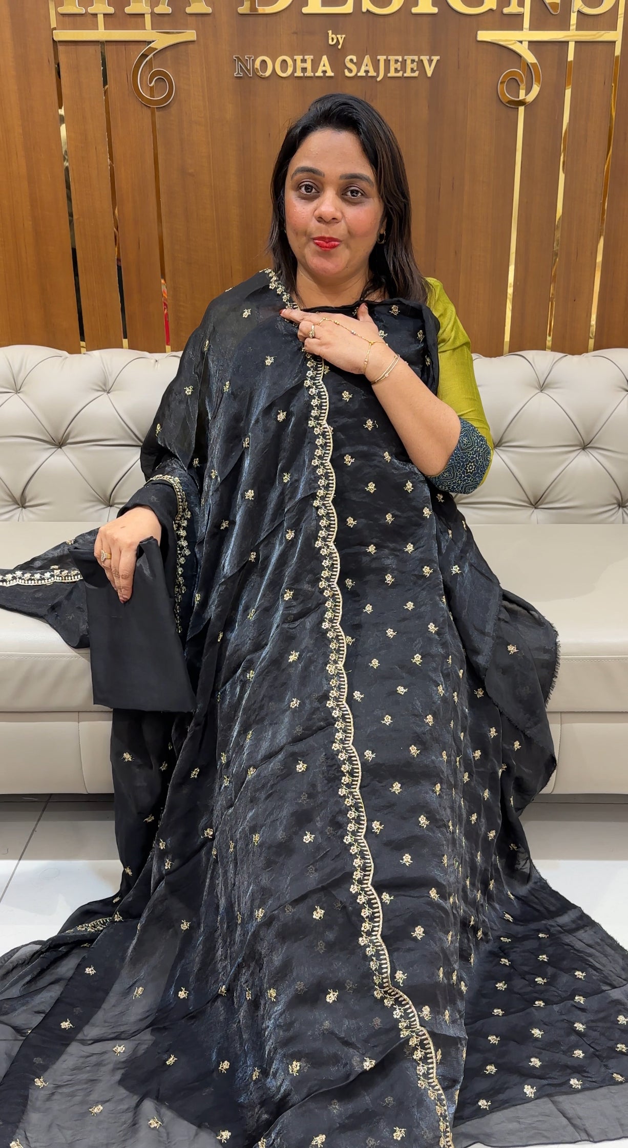 VELVET ORGANZA UNSTITCHED SAWAR SUITS - IHA 24591
