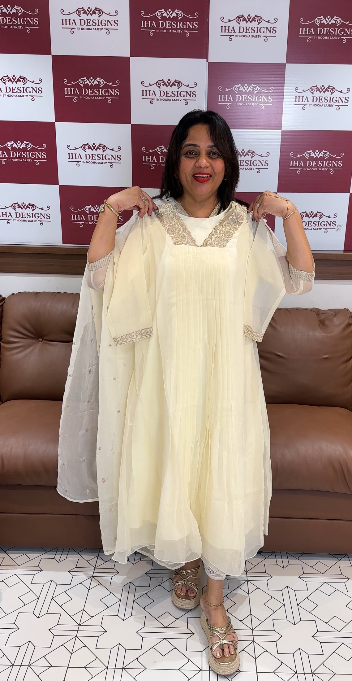 IHA'S IN-HOUSE CHIFFON NORMAL ALINE TOP AND DUPATTA - IHA 24658