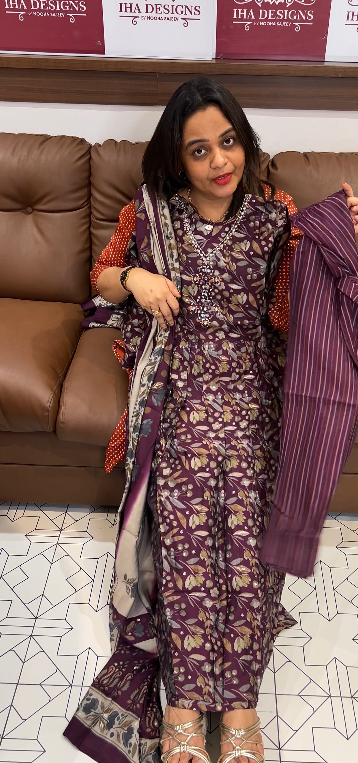 SEMI MODAL TOP,BOTTOM AND DUPATTA - IHA 22858