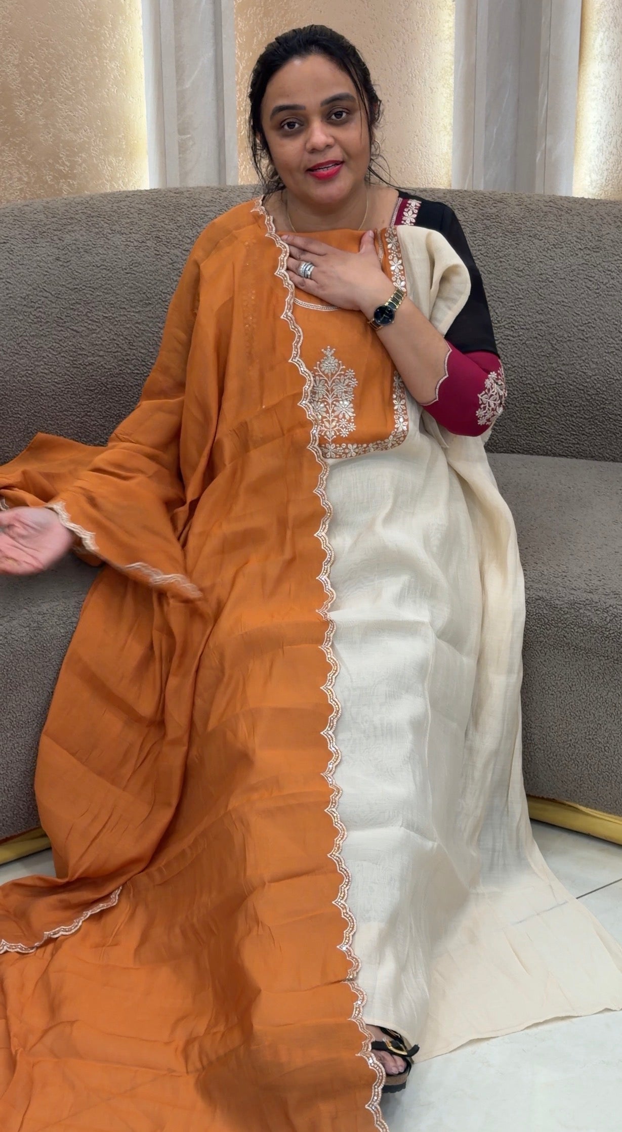 FORWARD MALAI CHANDERI TOP,BOTTOM AND DUPATTA - IHA 35087