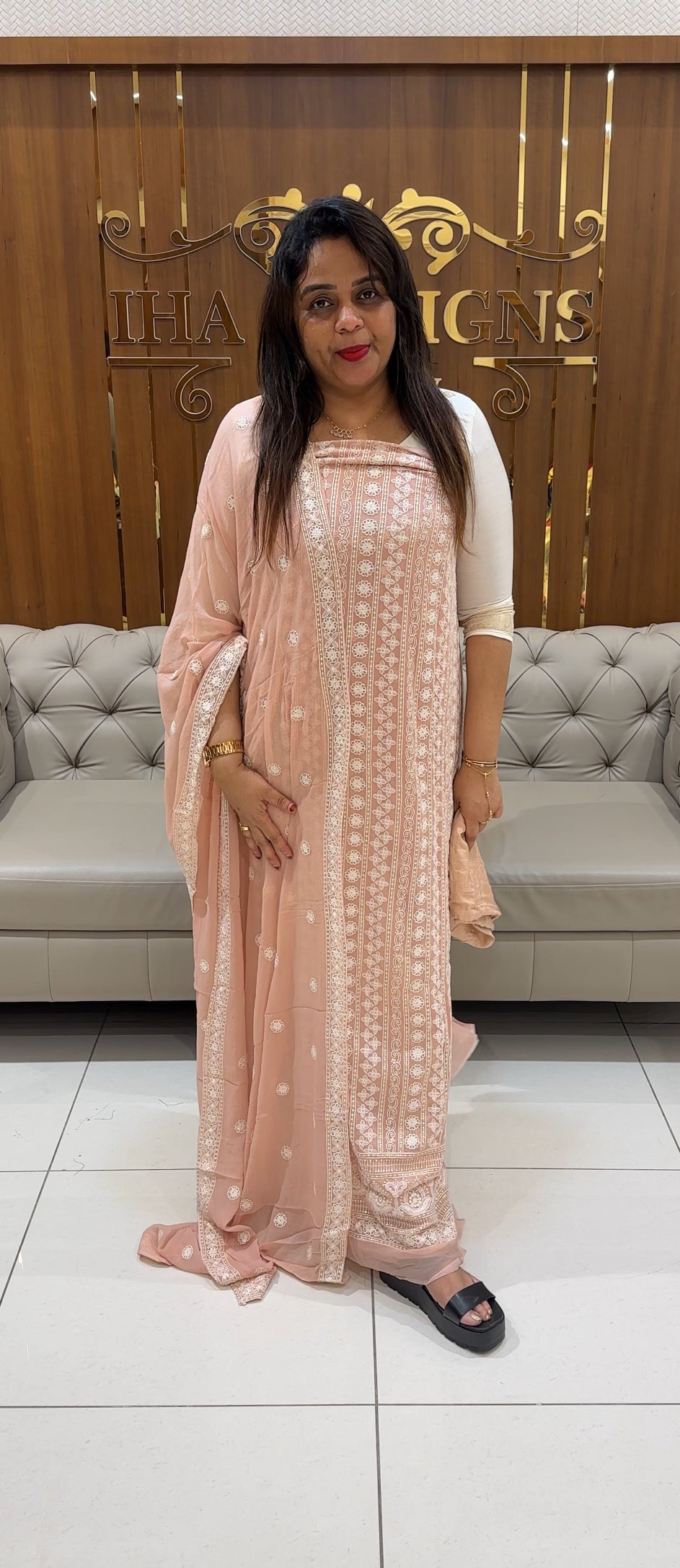 GEORGETTE LUCKNOWI UNSTITCHED SALWAR SUITS - IHA 24489