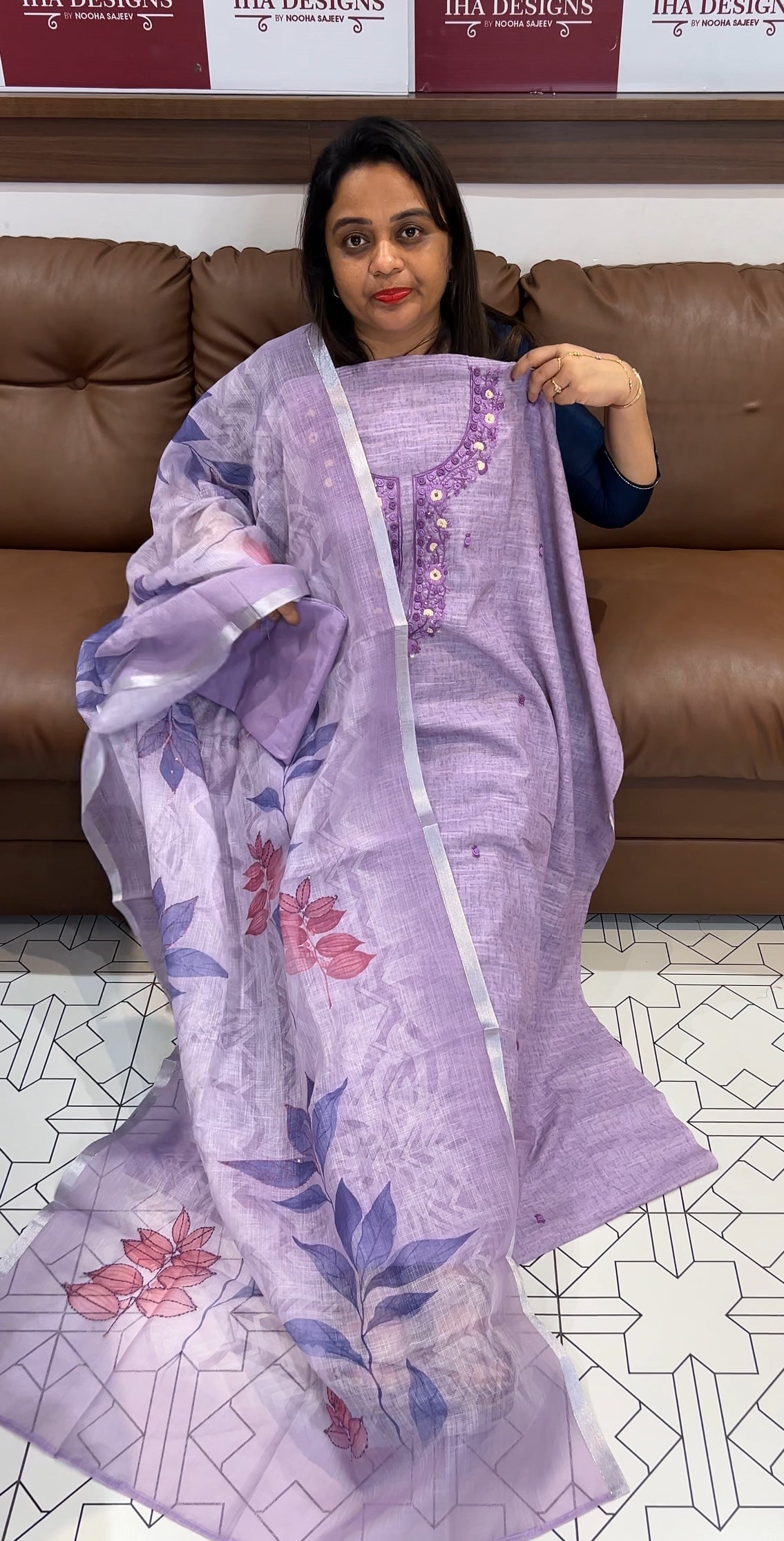 SEMI JUTE UNSTITCHED SALWAR SUITS - IHA 24572
