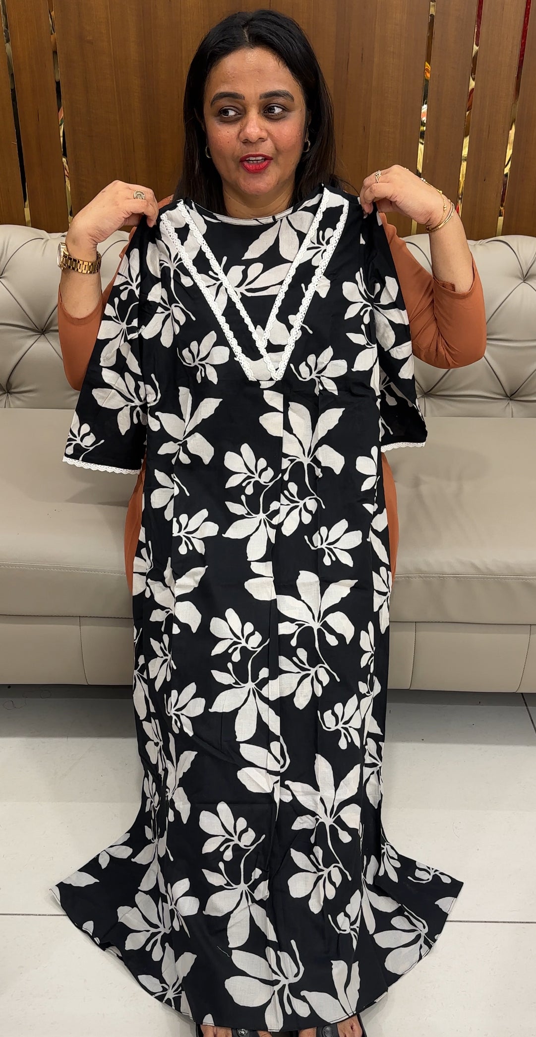 IHA'S IN-HOUSE COTTON LONG ALINE TOPS - IHA 26043