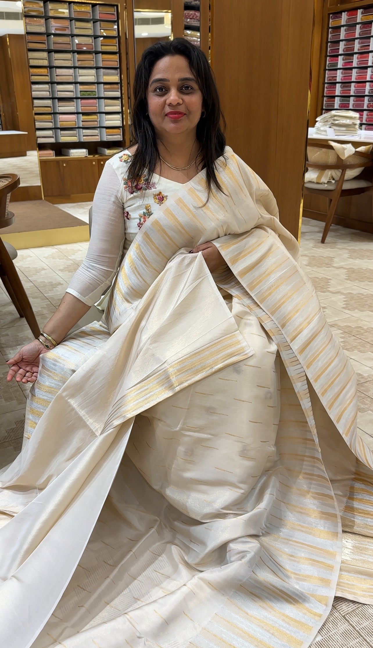 SEMI TISSUE ONAM SAREE - IHA 25702