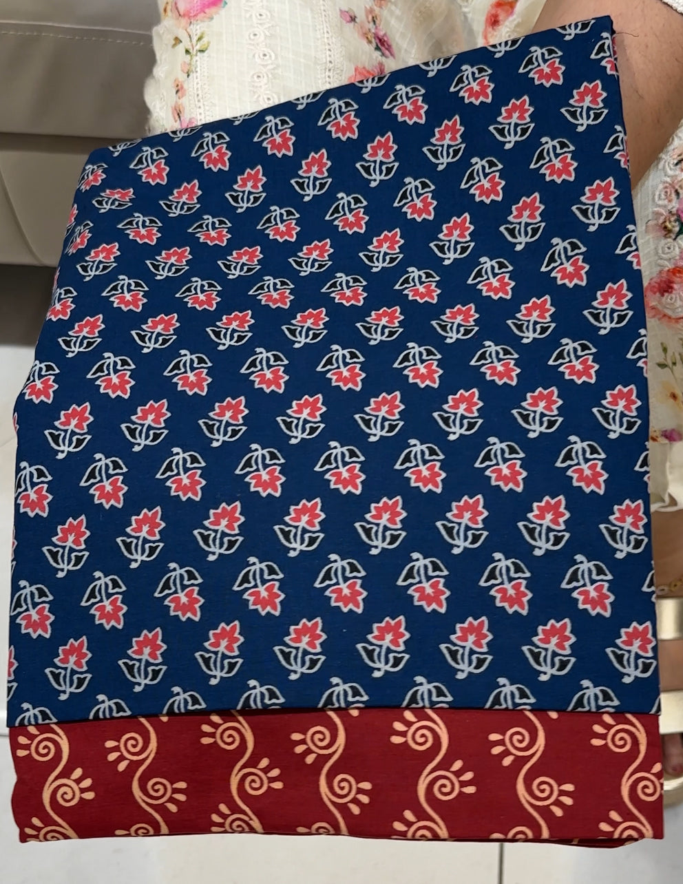 COTTON AJRAKH UNSTITCHED SALWAR SUITS - IHA 25049