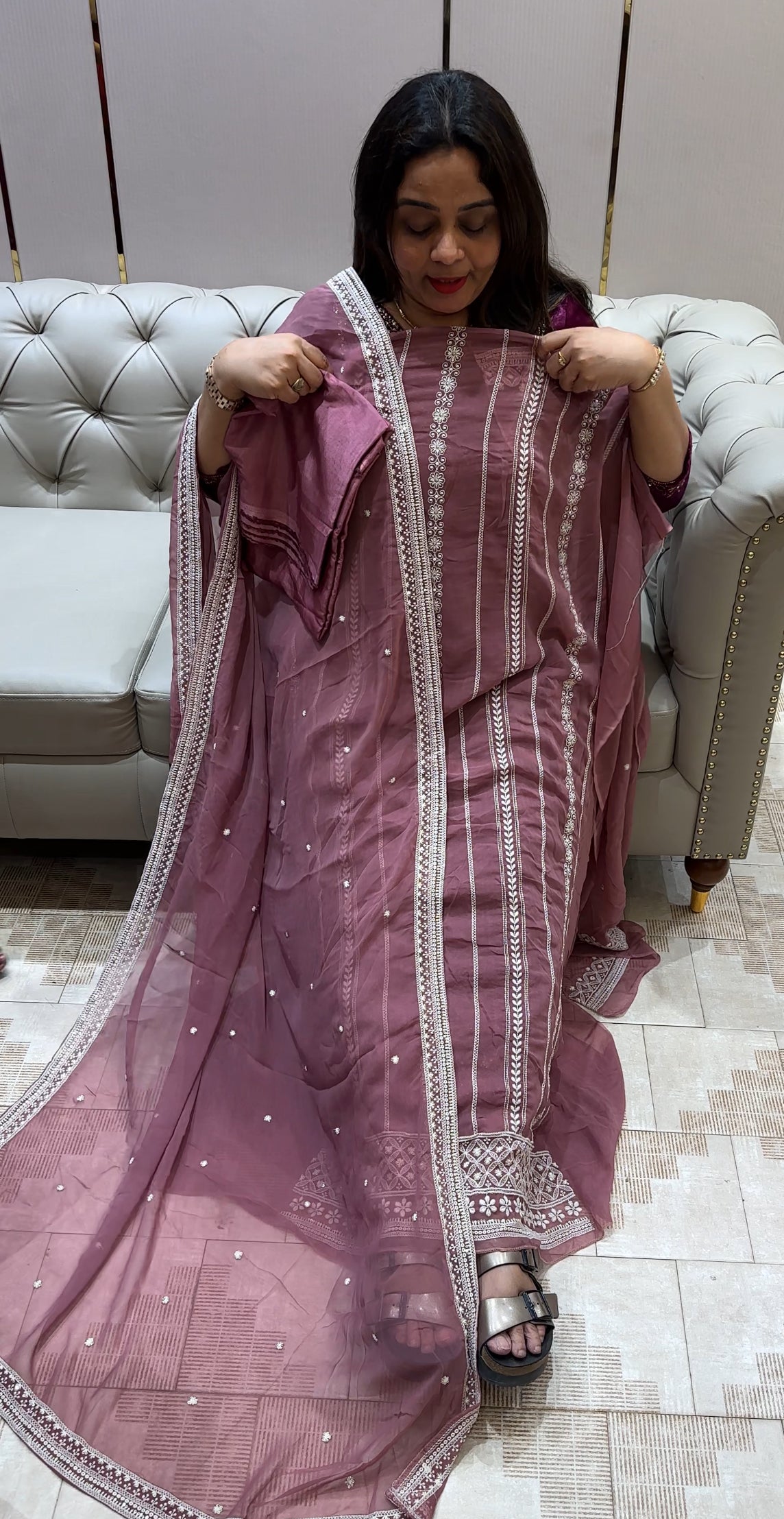 CHIKANKARI UNSTITCHED SALWAR SUITS - IHA 21398