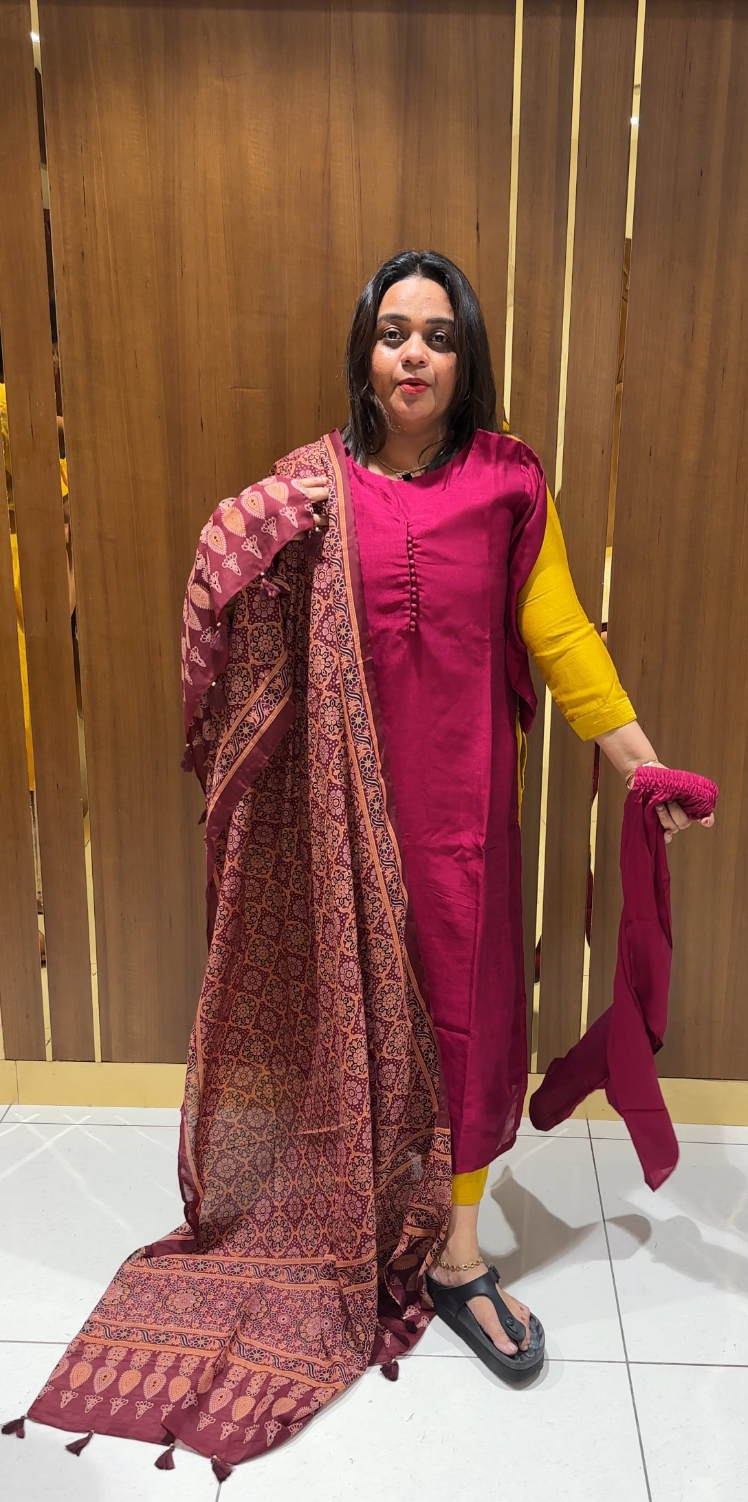 SEMI RAW SILK TOP,BOTTOM AND DUPATTA - IHA 22780
