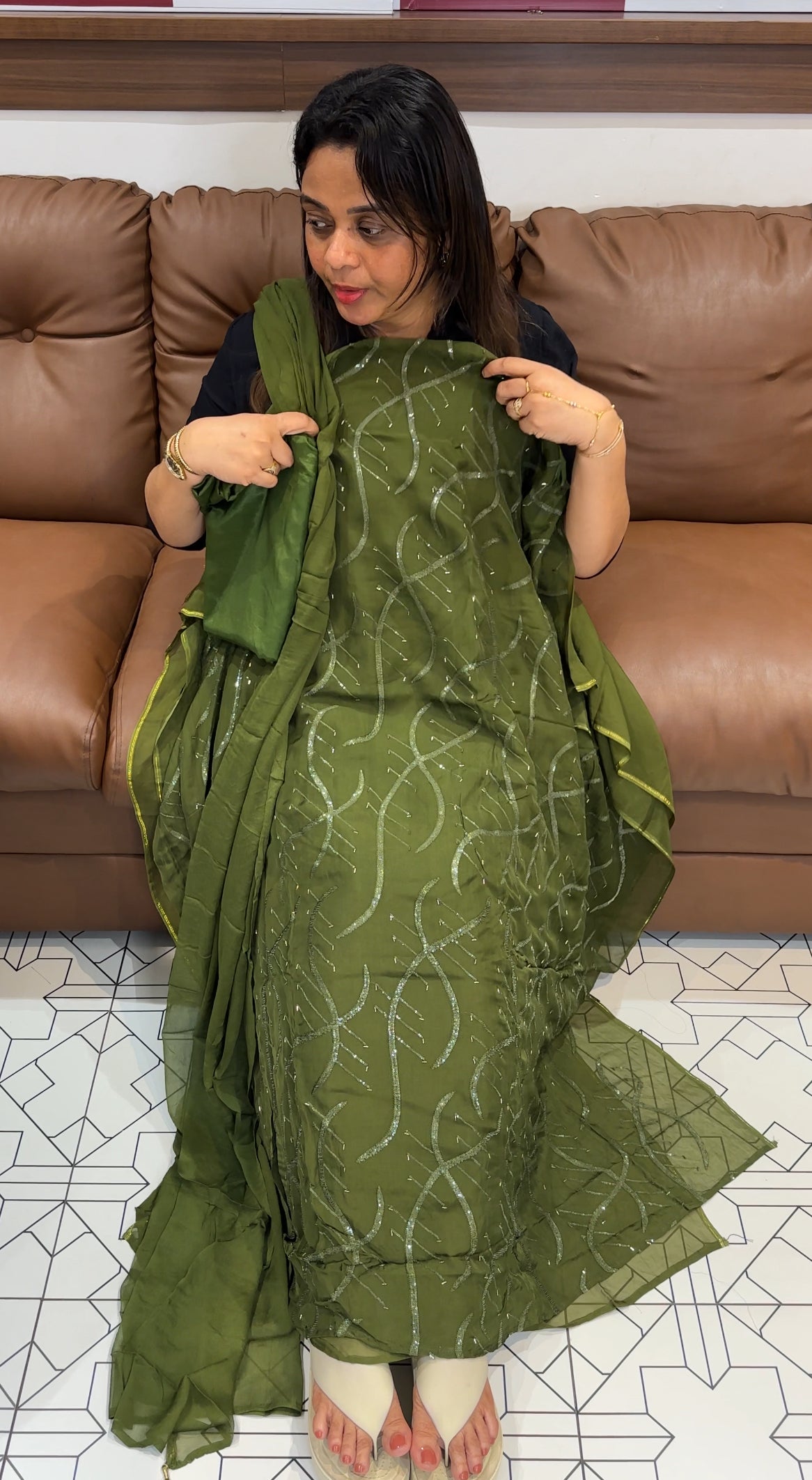VISCOSE ORGANZA UNSTITCHED SALWAR SUITS - IHA 24768