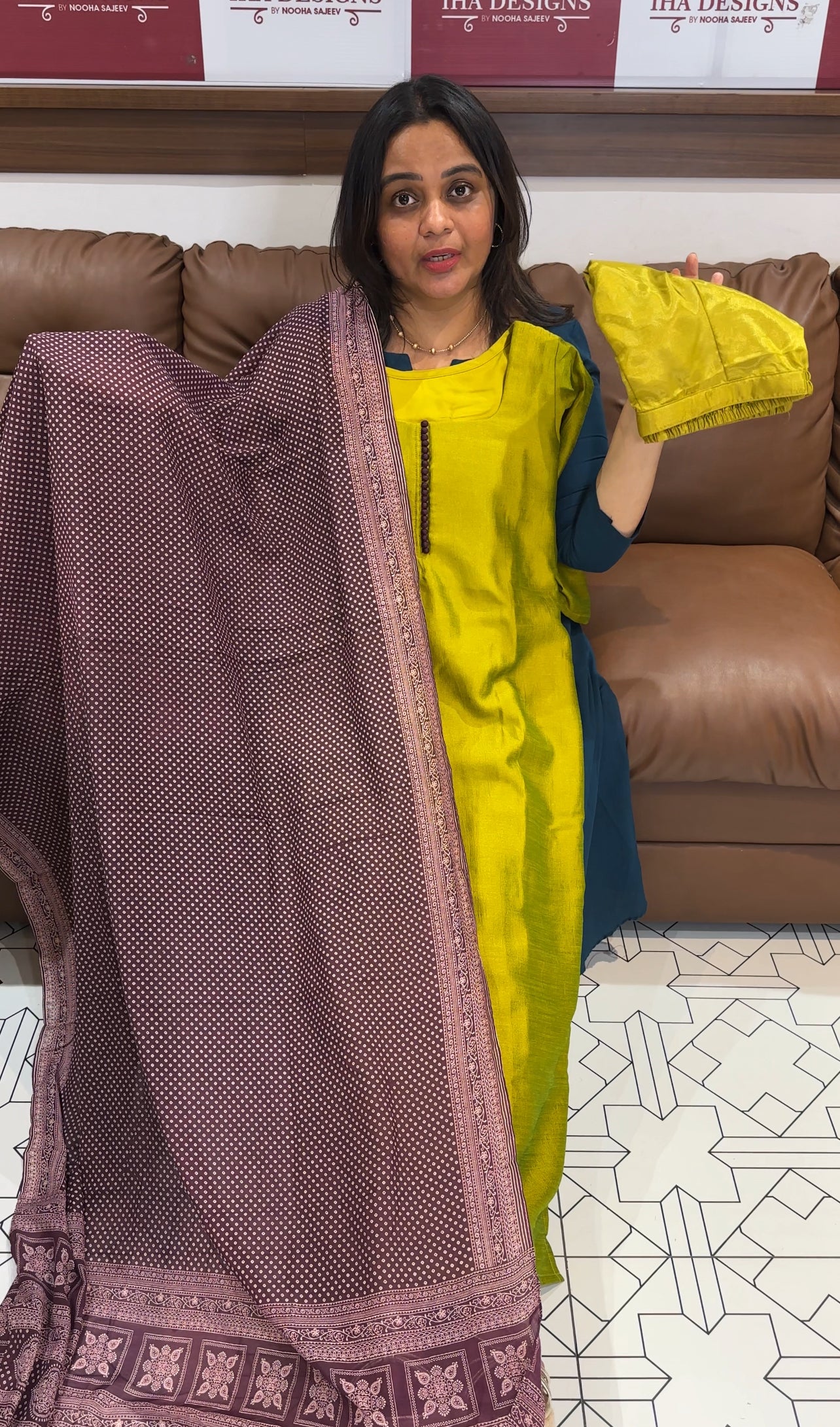 SEMI RAW SILK TOP, BOTTOM AND DUPATTA - IHA 27200