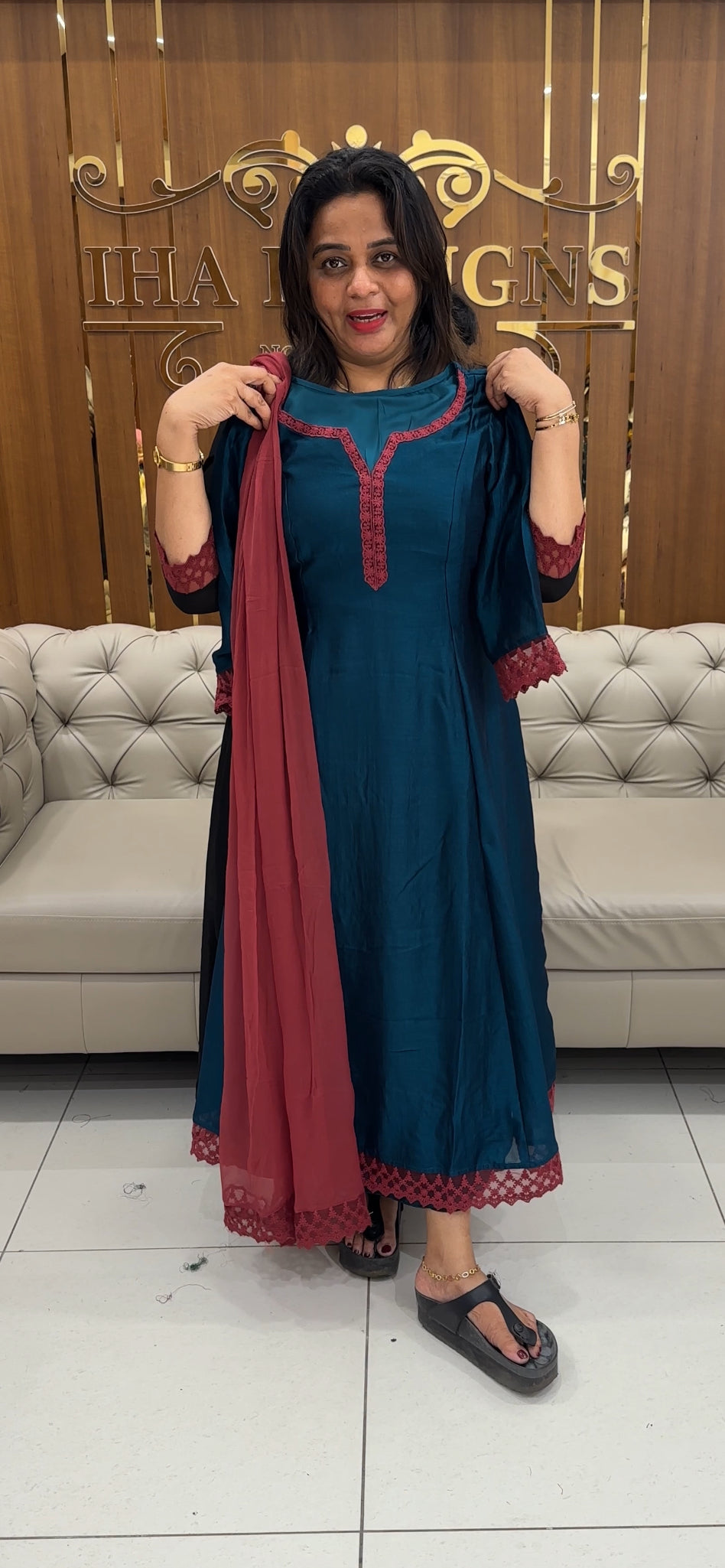IHA'S IN-HOUSE SEMI RAW SILK ALINE TOP ONLY - IHA 25717
