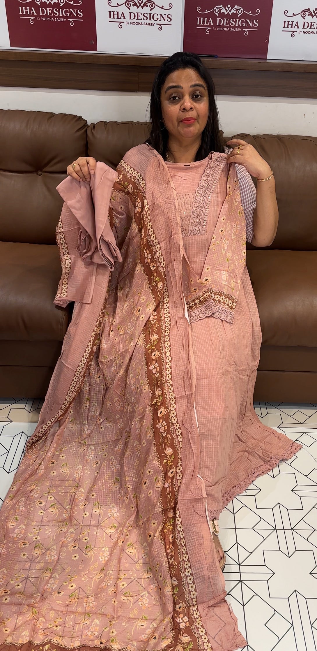 COTTON KOTA ANARKALI TOP,BOTTOM AND DUPATTA - IHA 27836