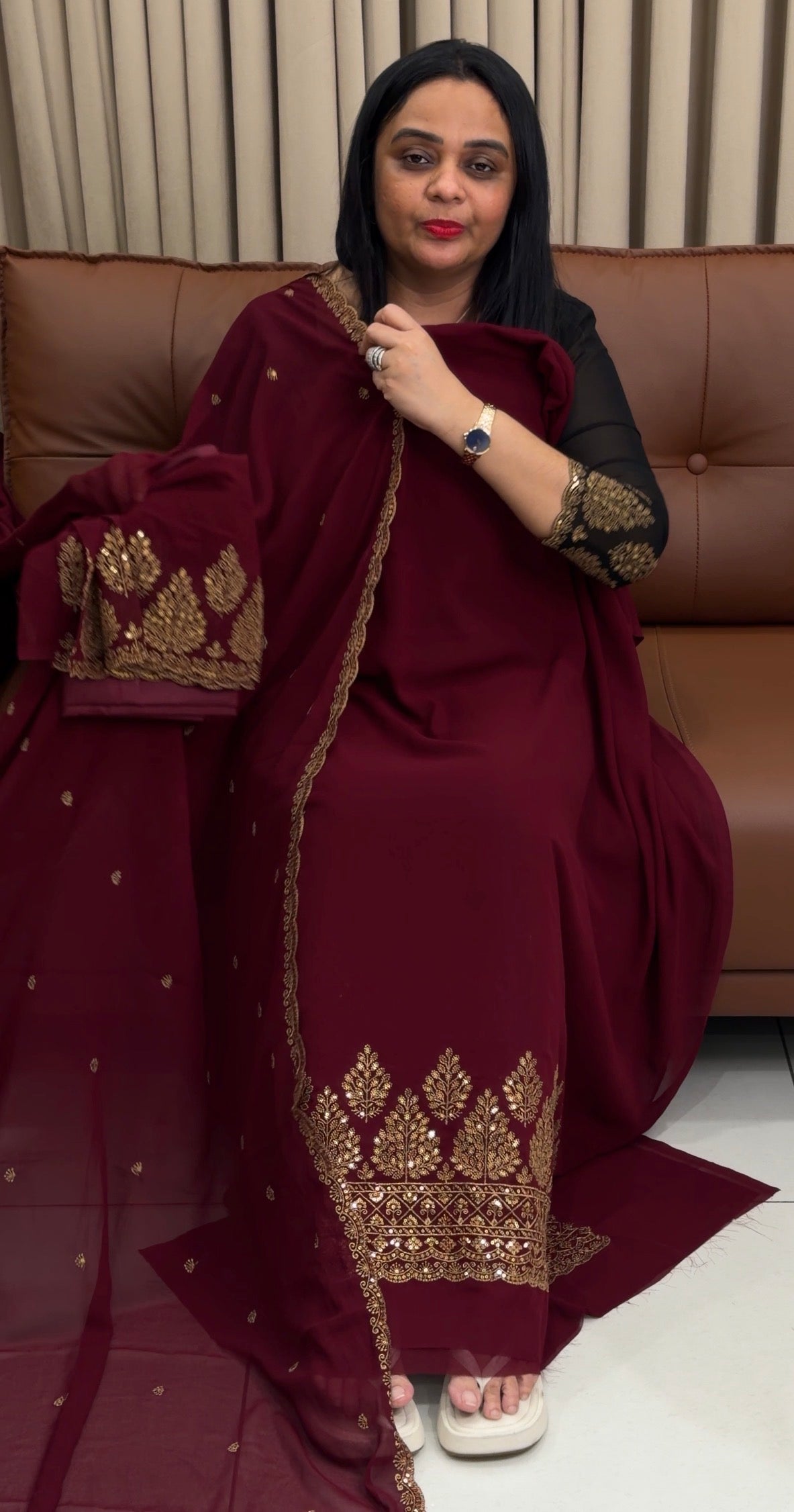FAUX GEORGETTE UNSTITCHED SALWAR SUITS - IHA 34750