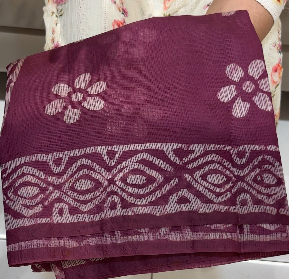 NET KOTA BATIK PRINTED SAREES - IHA 25059