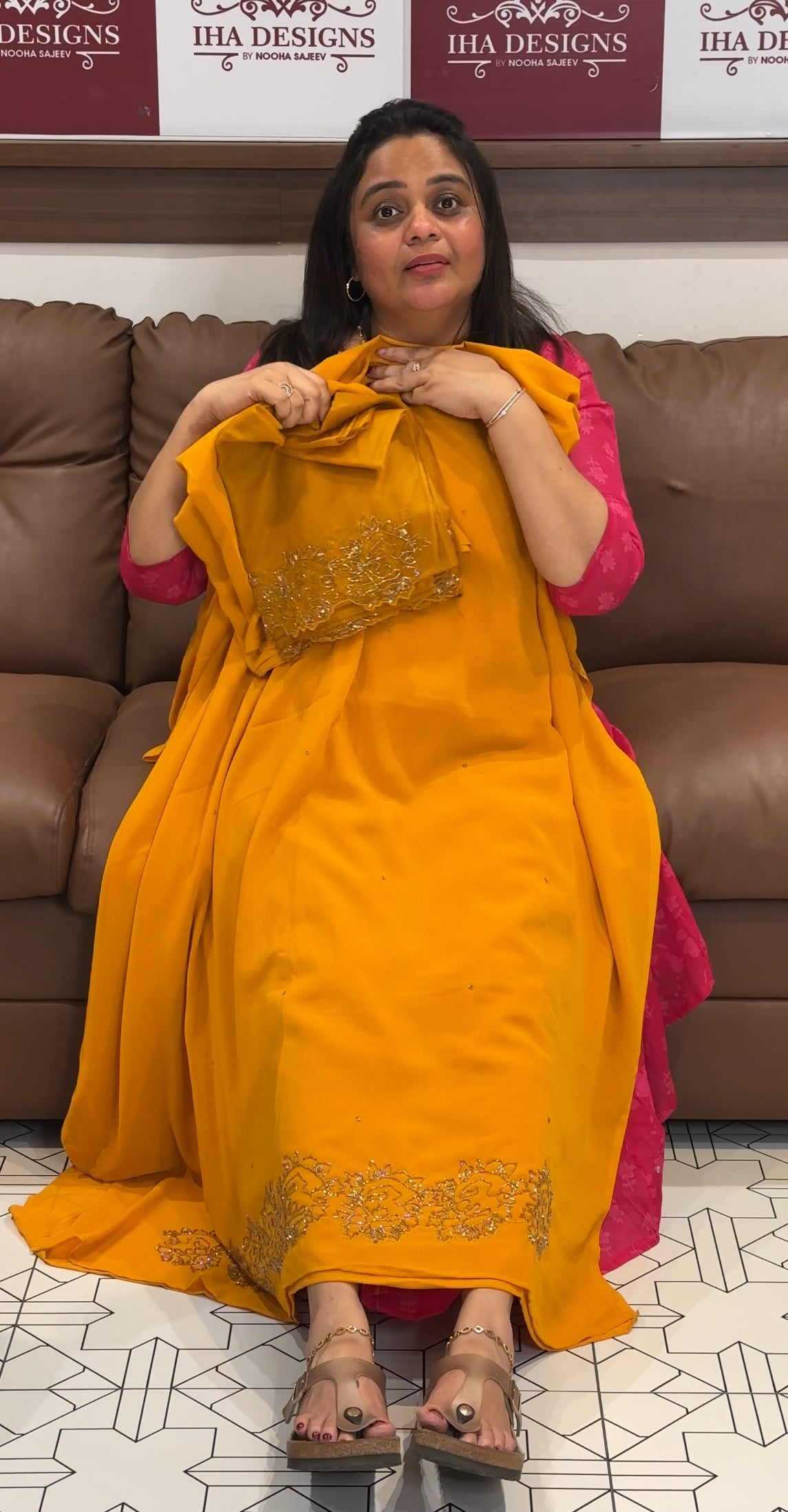 HAND WORKED UNSTITCHED SALWAR SUITS - IHA 27335