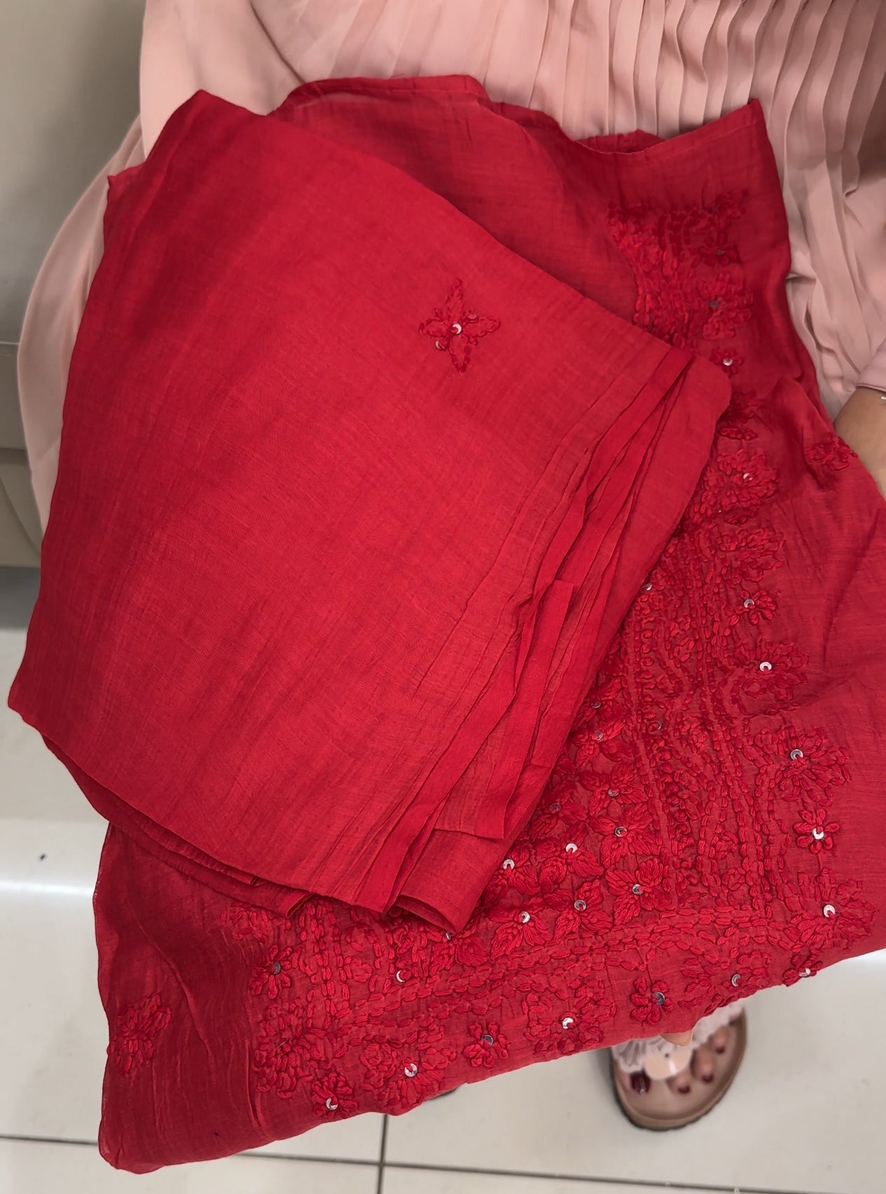 LUCKNOWI CHIKANKARI UNSTITCHED SALWAR SUITS - IHA 27453