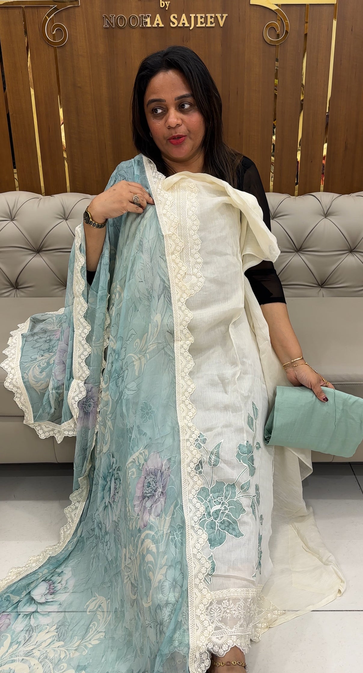 MALAI CHANDERI UNSTITCHED SALWAR SUITS - IHA 25862