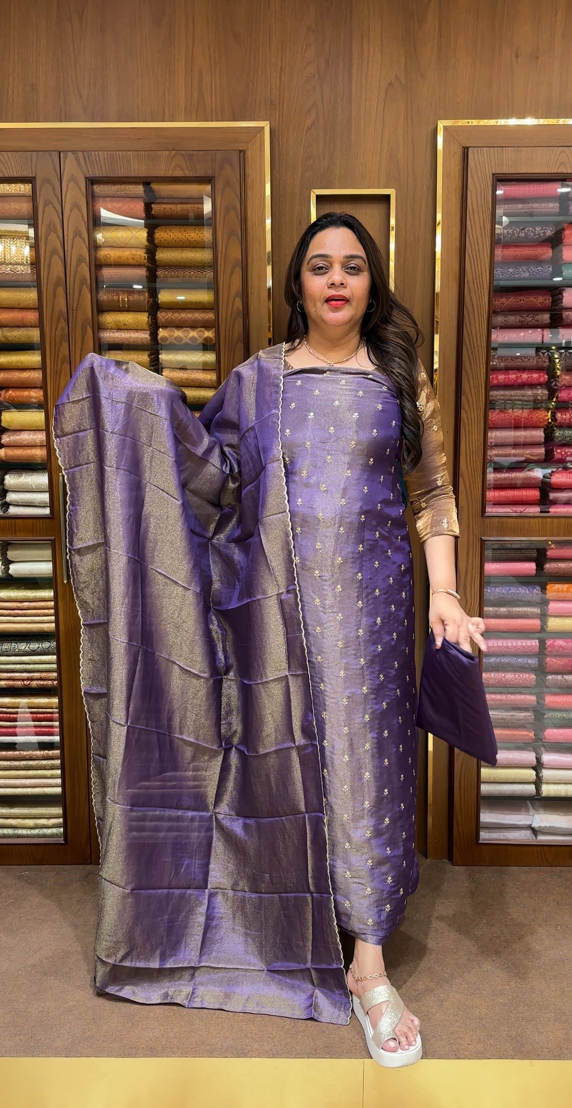 TISSUE UNSTITCHED SALWAR SUITS - IHA 22684