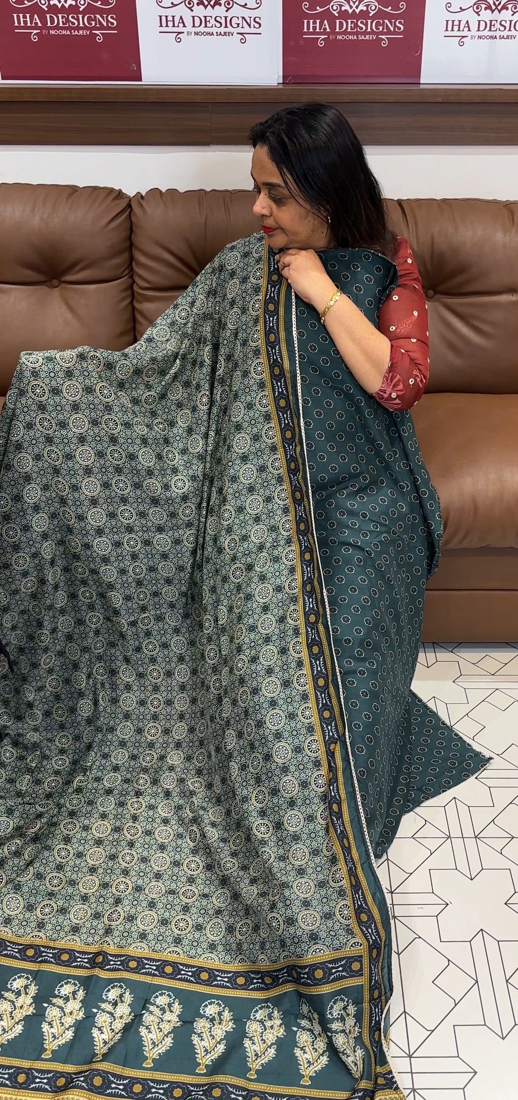 AJRAKH PRINTED MODAL UNSTITCHED SALWAR SUITS - IHA 20518