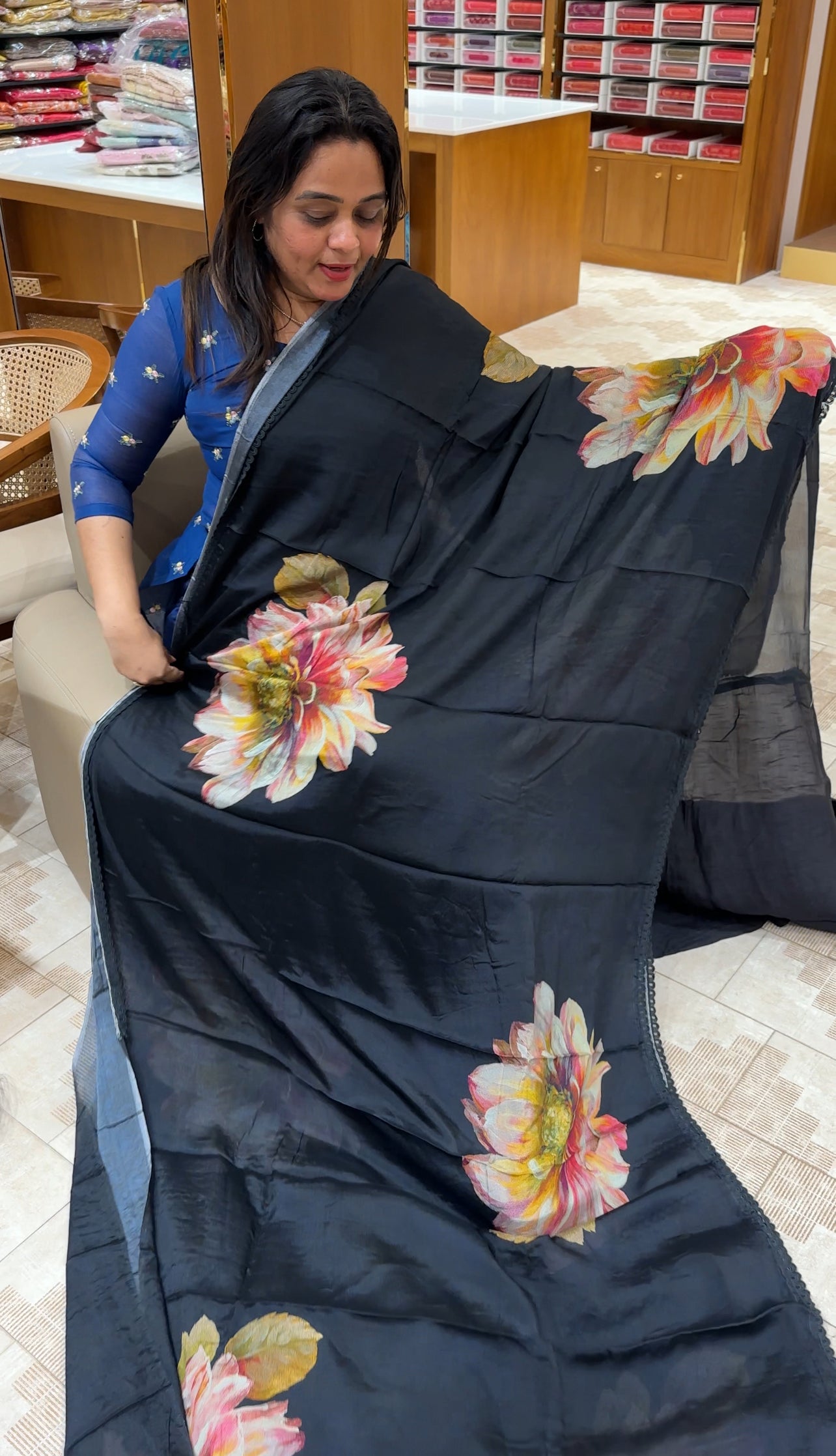 PLATINUM CHIFFON PRINTED SAREES - IHA 27098