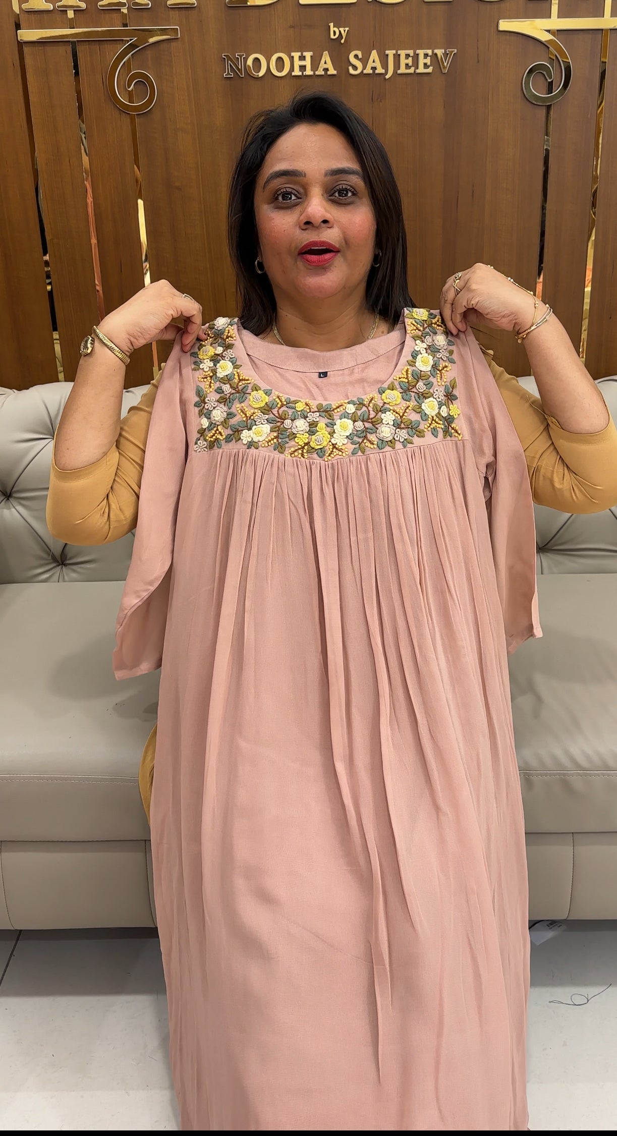 HAND WORKED GEORGETTE ALINE TOPS - IHA 25789
