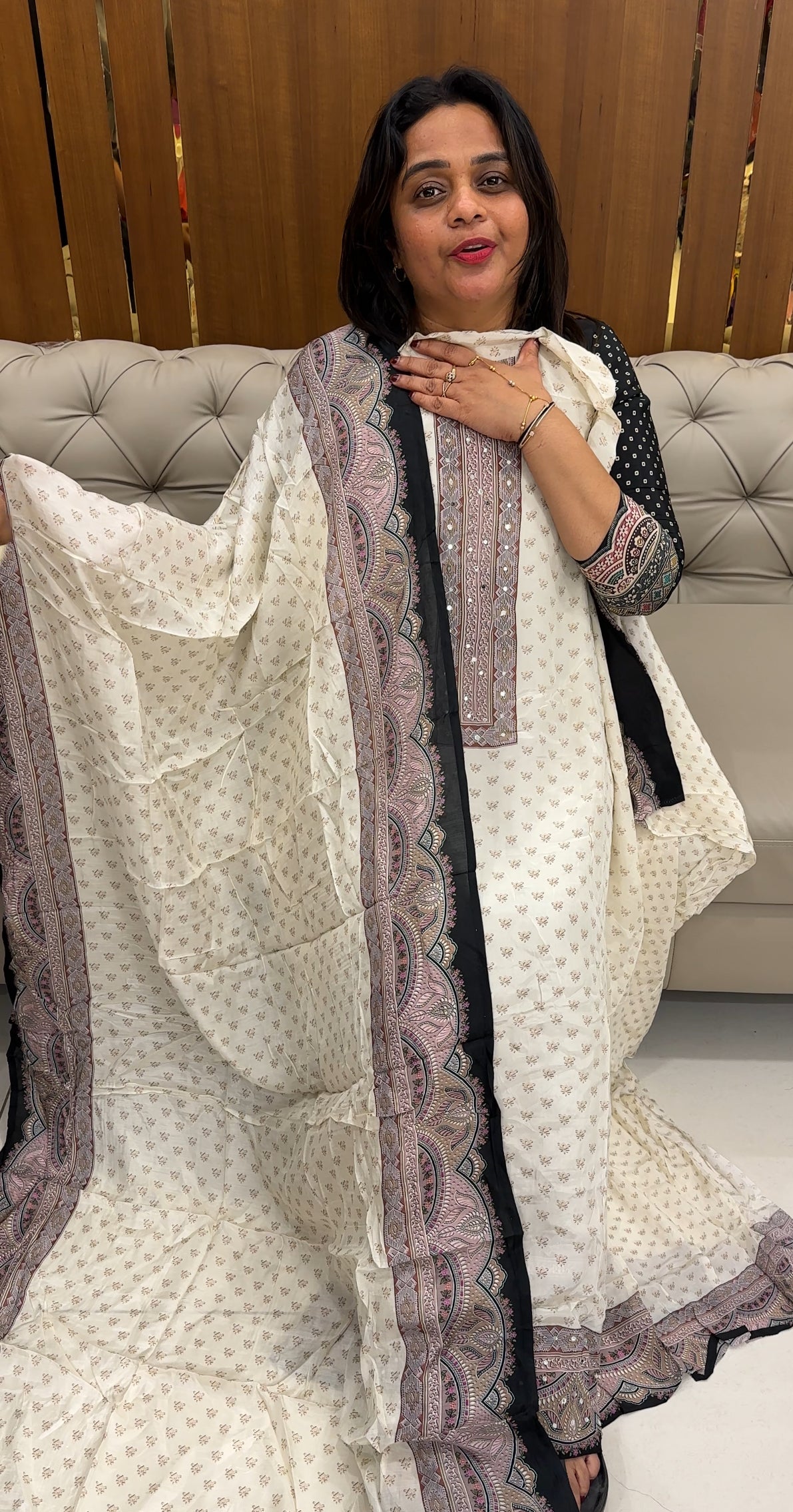 PRINTED CRAPE SILK UNSTITCHED SALWAR SUITS - IHA 25988