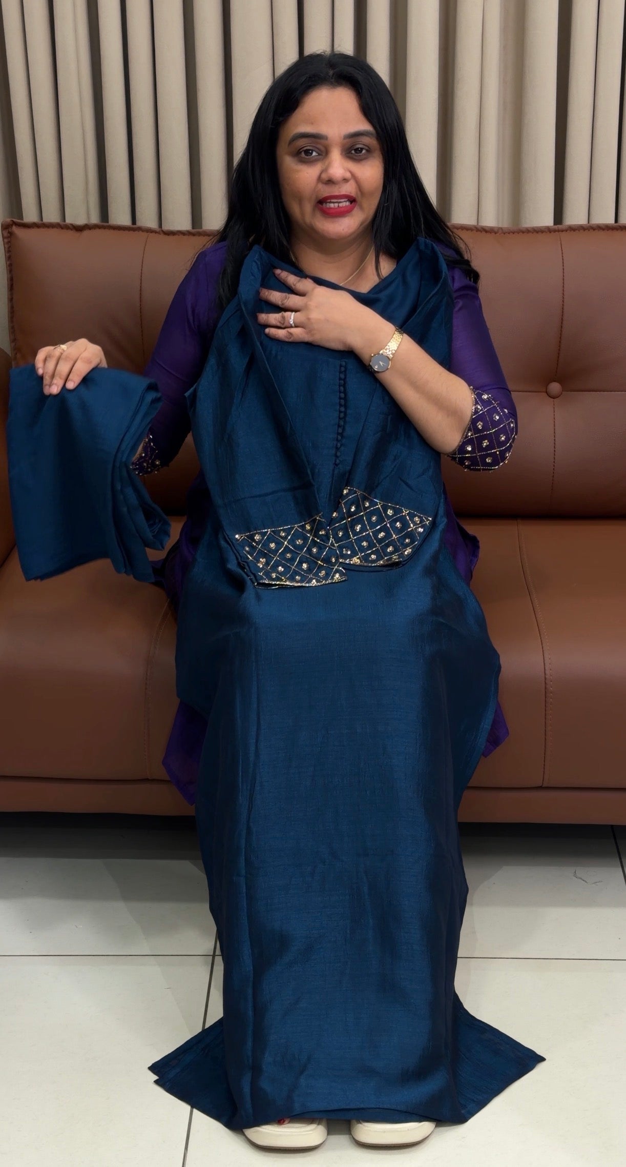 IHA'S IN-HOUSE SEMI RAW SILK SLITTED TOP AND DUPATTA - IHA 34453