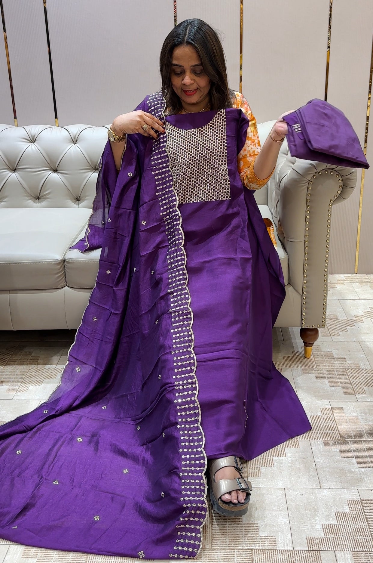 SEMI RAW SILK UNSTITCHED SALWAR SUITS - IHA 22190