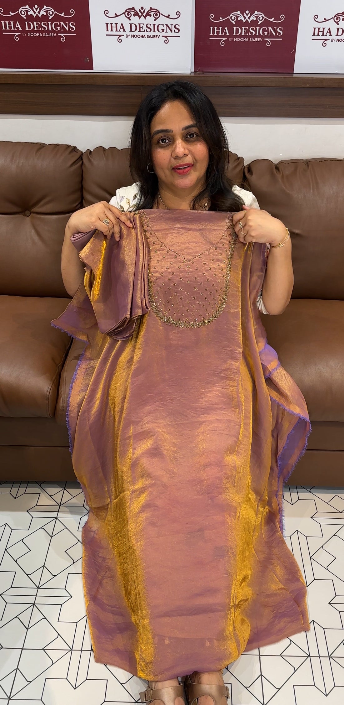 HAND WORKED ORGANZA UNSTITCHED SALWAR SUITS - IHA 26184