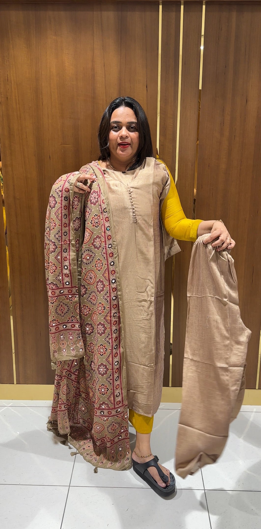 SEMI RAW SILK TOP,BOTTOM AND DUPATTA - IHA 22780