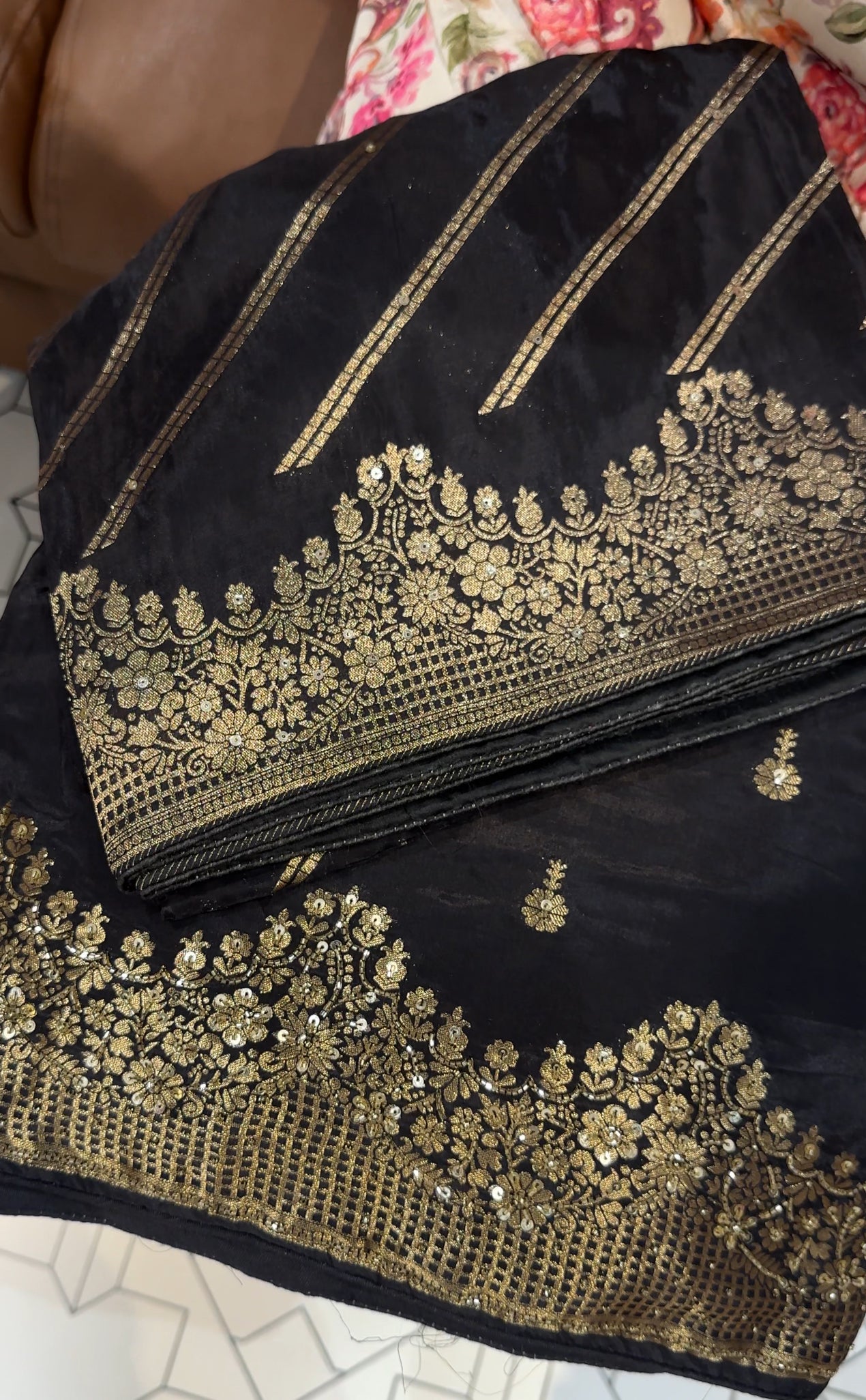 HAND WORKED UNSTITCHED SALWAR SUITS- IHA 26142