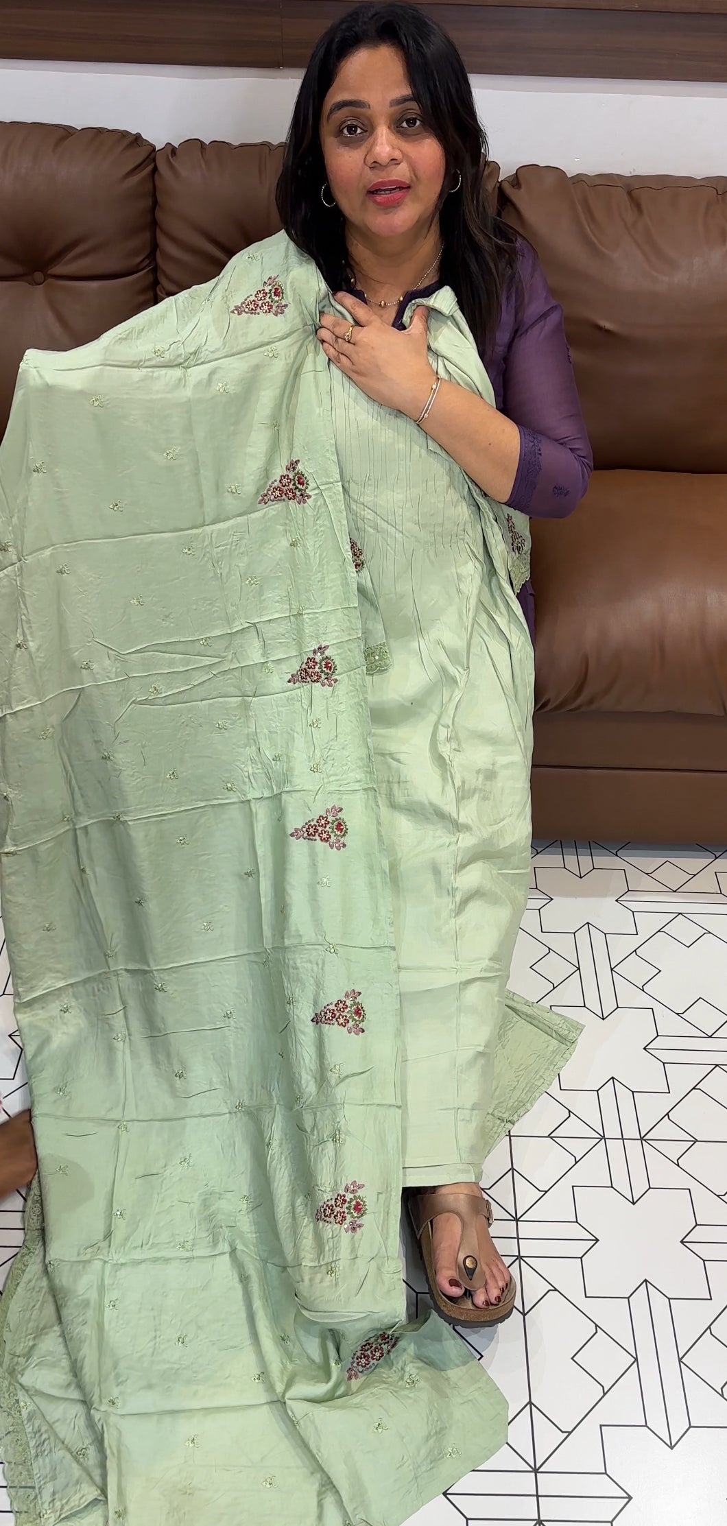 MUSLIN TOP, BOTTOM AND DUPATTA - IHA 27174
