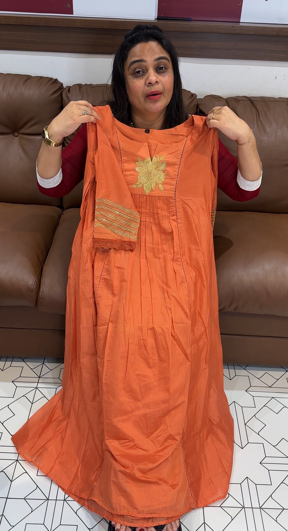 MALAI CHANDERI LONG TOPS - IHA 27855