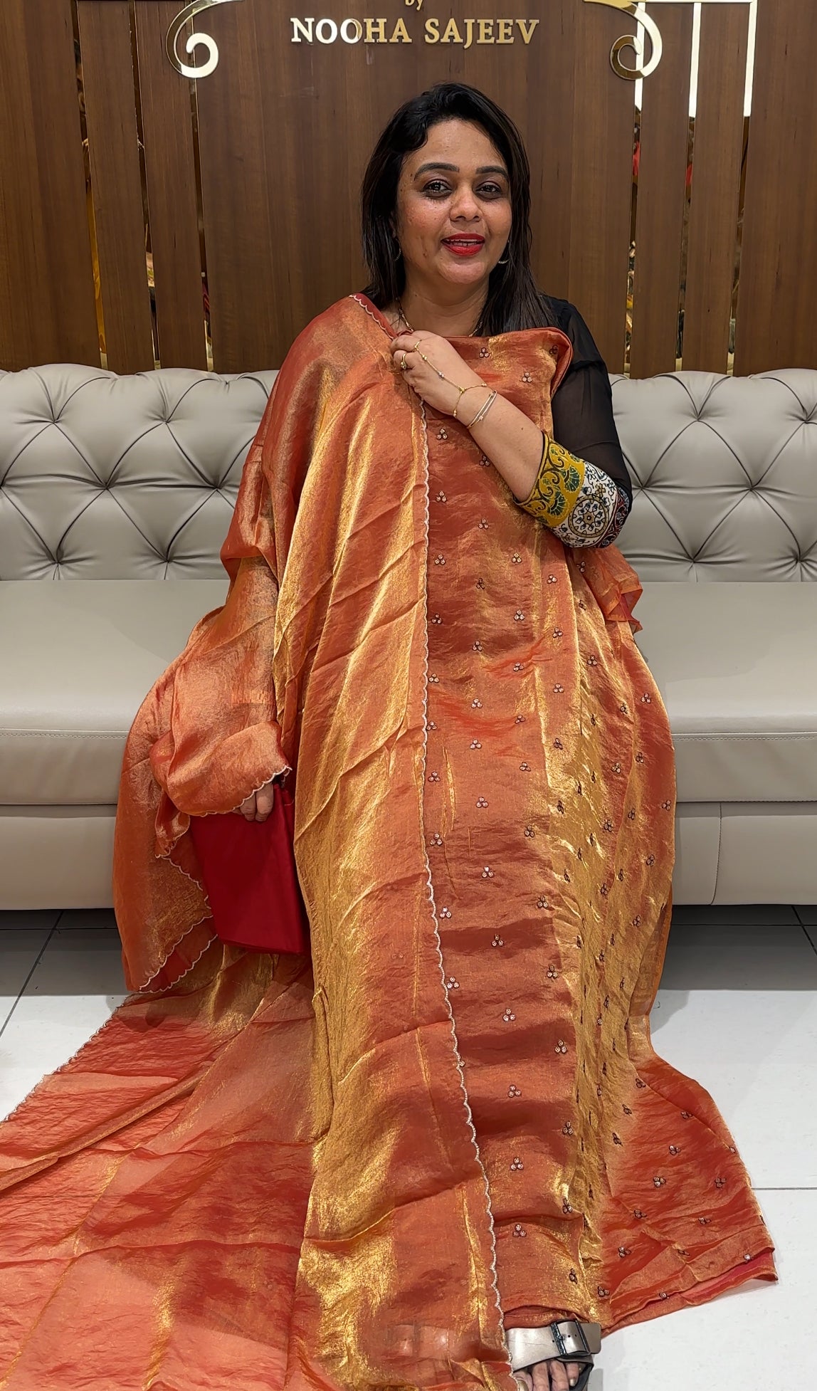 VELVET ORGANZA UNATITCHED SALWAR SUITS - IHA 24168