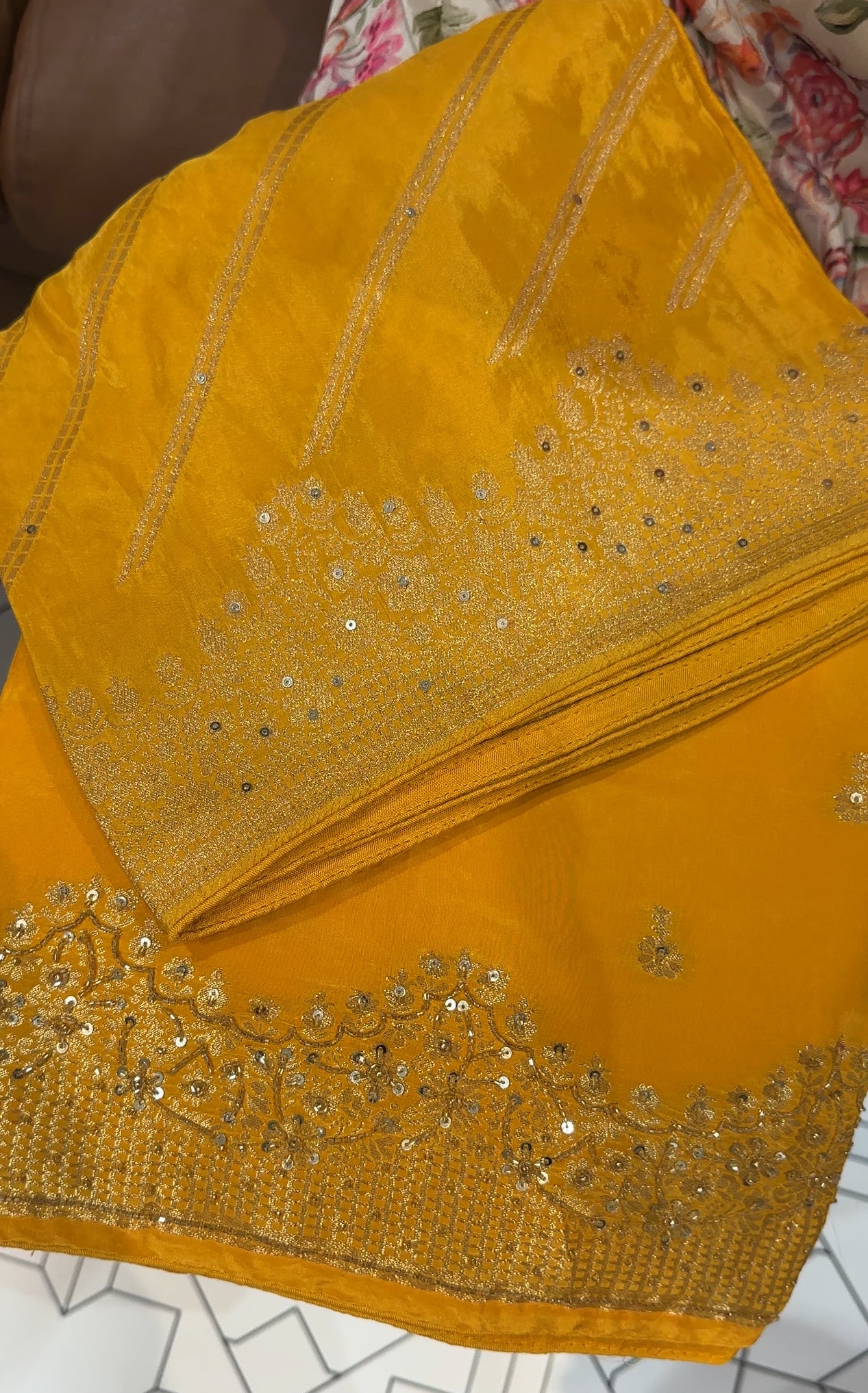 HAND WORKED UNSTITCHED SALWAR SUITS- IHA 26142